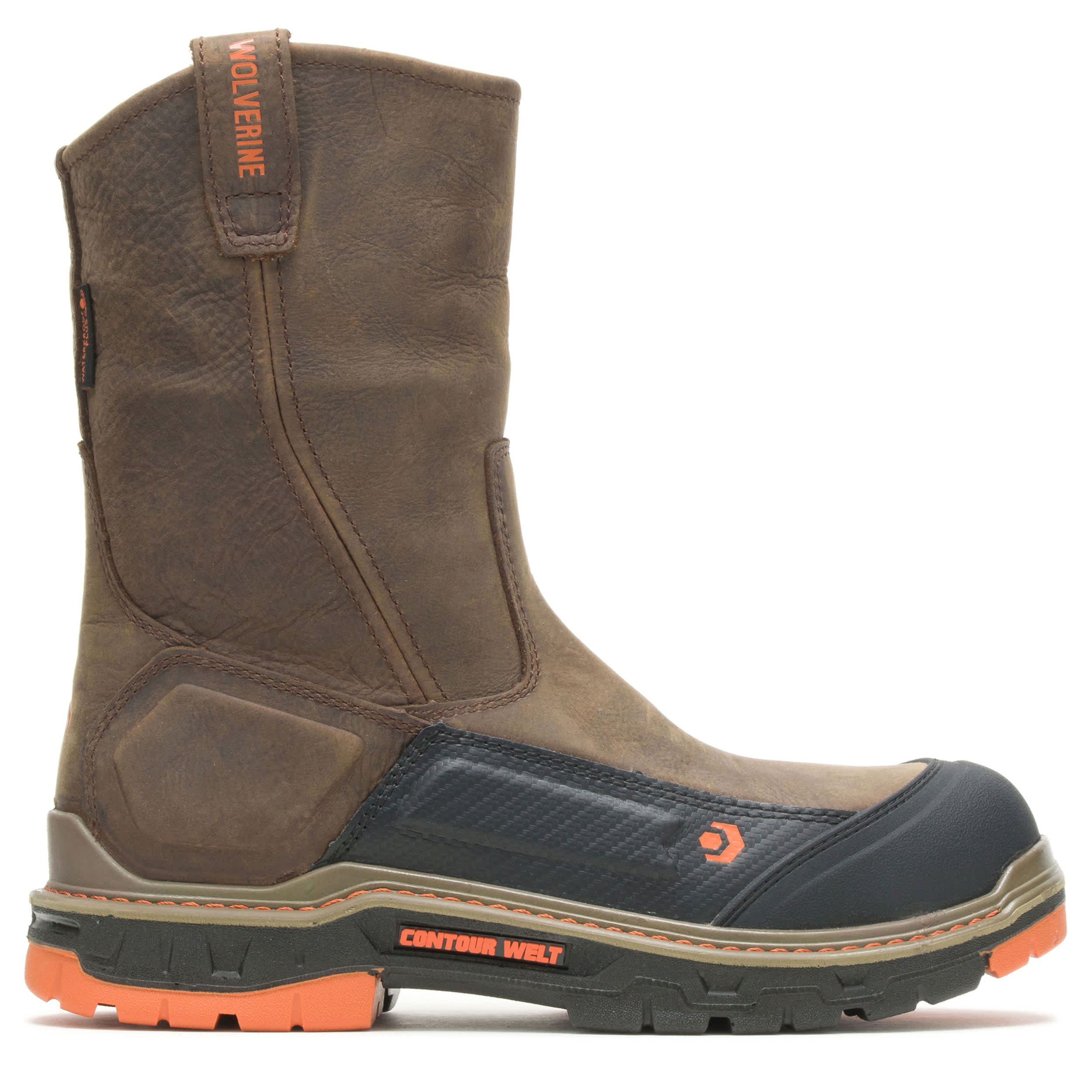 WOLVERINE-MENS OVERPASS CT PULL ON WORK BOOT-BROWN & 