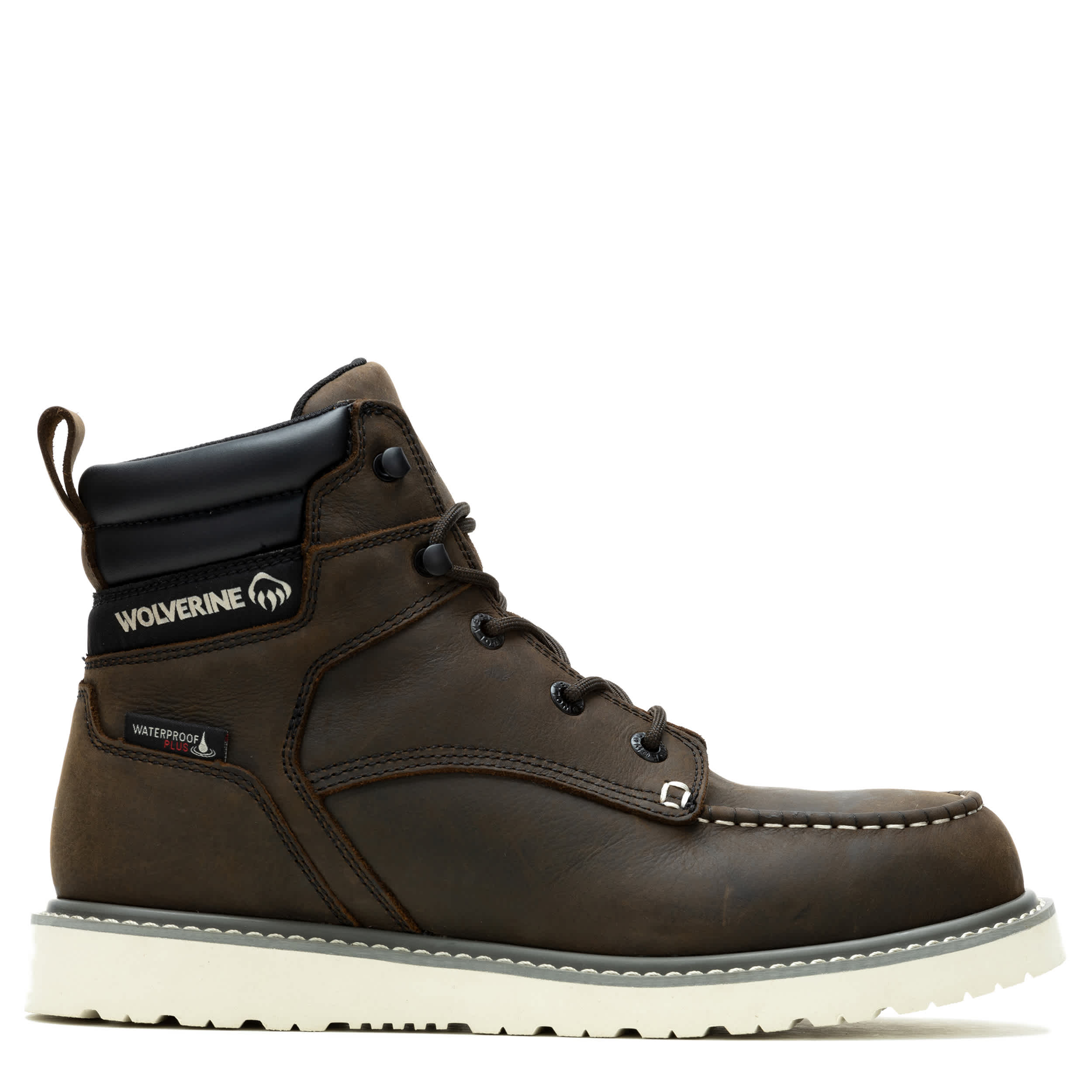 WOLVERINE-MENS X JORDAN DAVIS TRADE WEDGE 6" MOC-TOE WORK BOOT-DARK BROWN & 