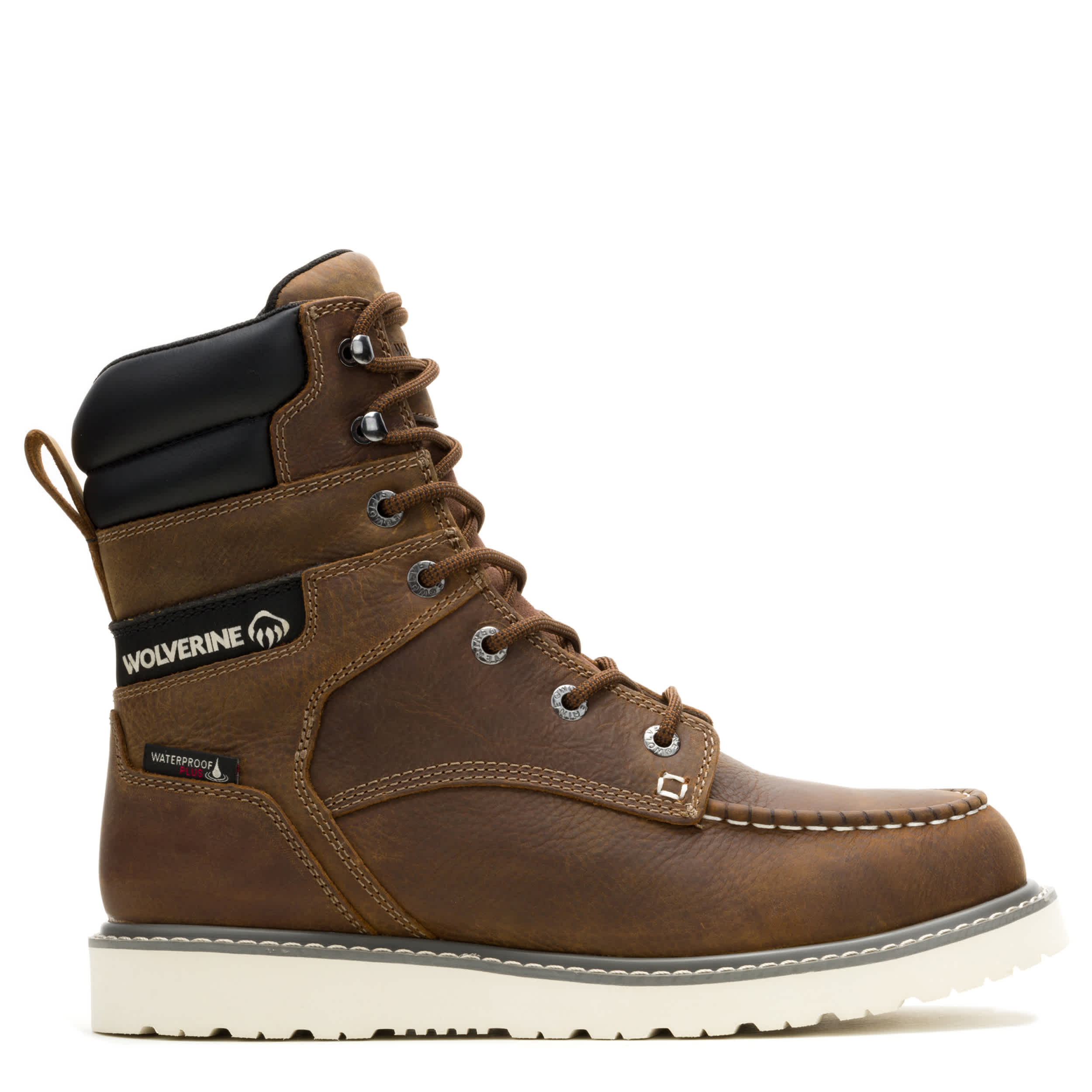 WOLVERINE-MENS X JORDAN DAVIS TRADE WEDGE 8" MOC TOE STEEL TOE-BROWN & 