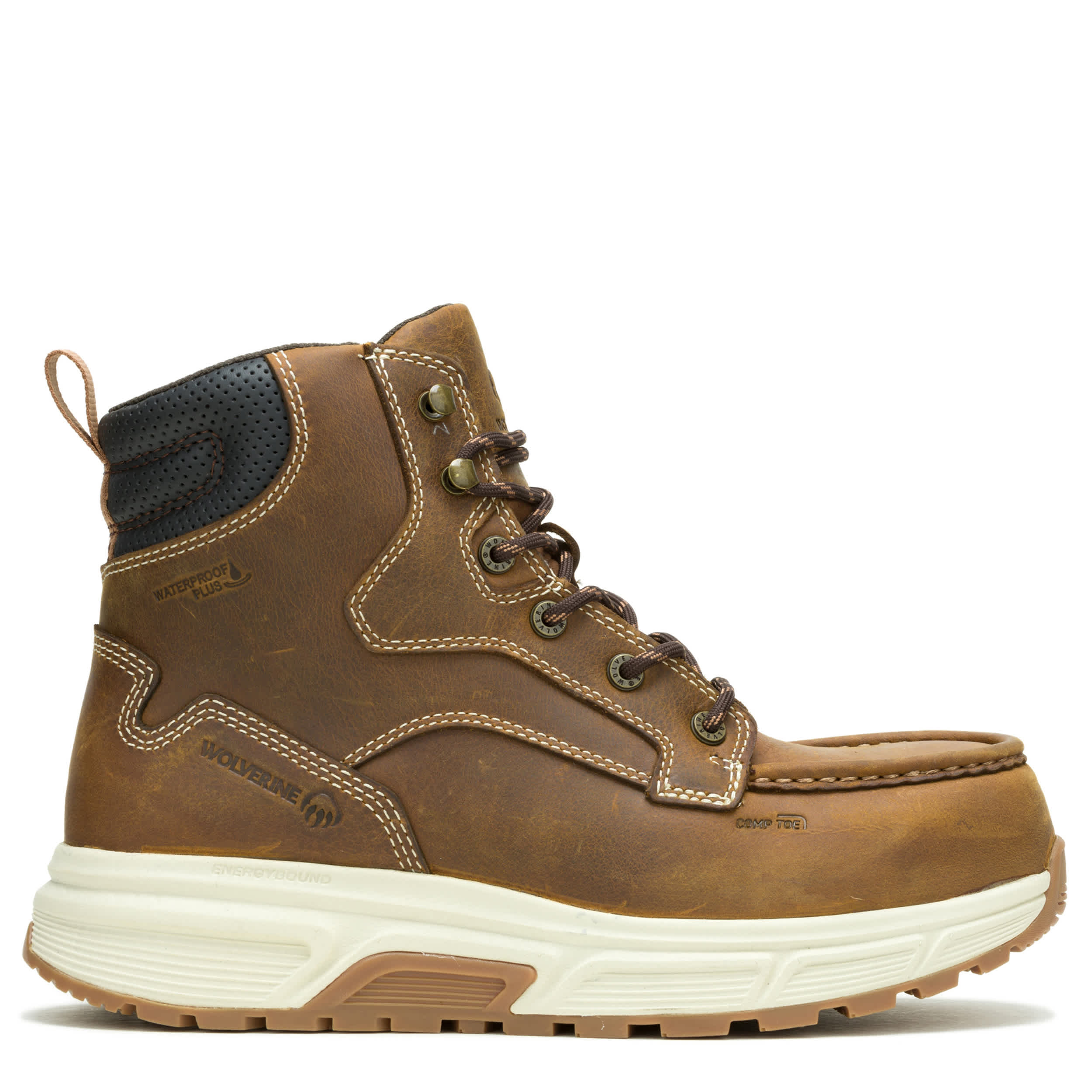 WOLVERINE-MENS RIDE PERFORMANCE WEDGE 6" CARBON WORK BOOT-CHESTNUT & 