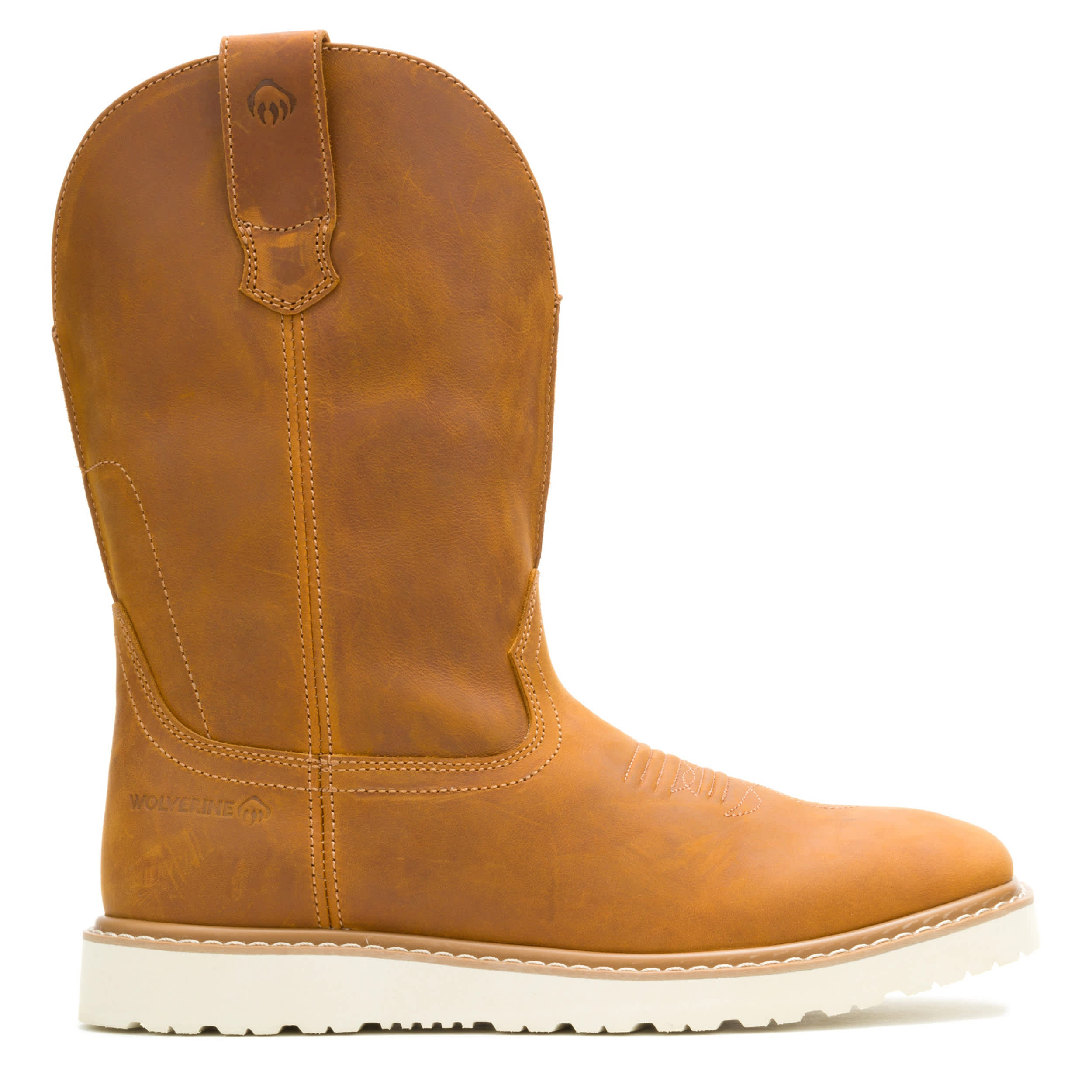 WOLVERINE-MENS BRONC WEDGE PULL-ON WELLINGTON WORK BOOT-PEACH & 