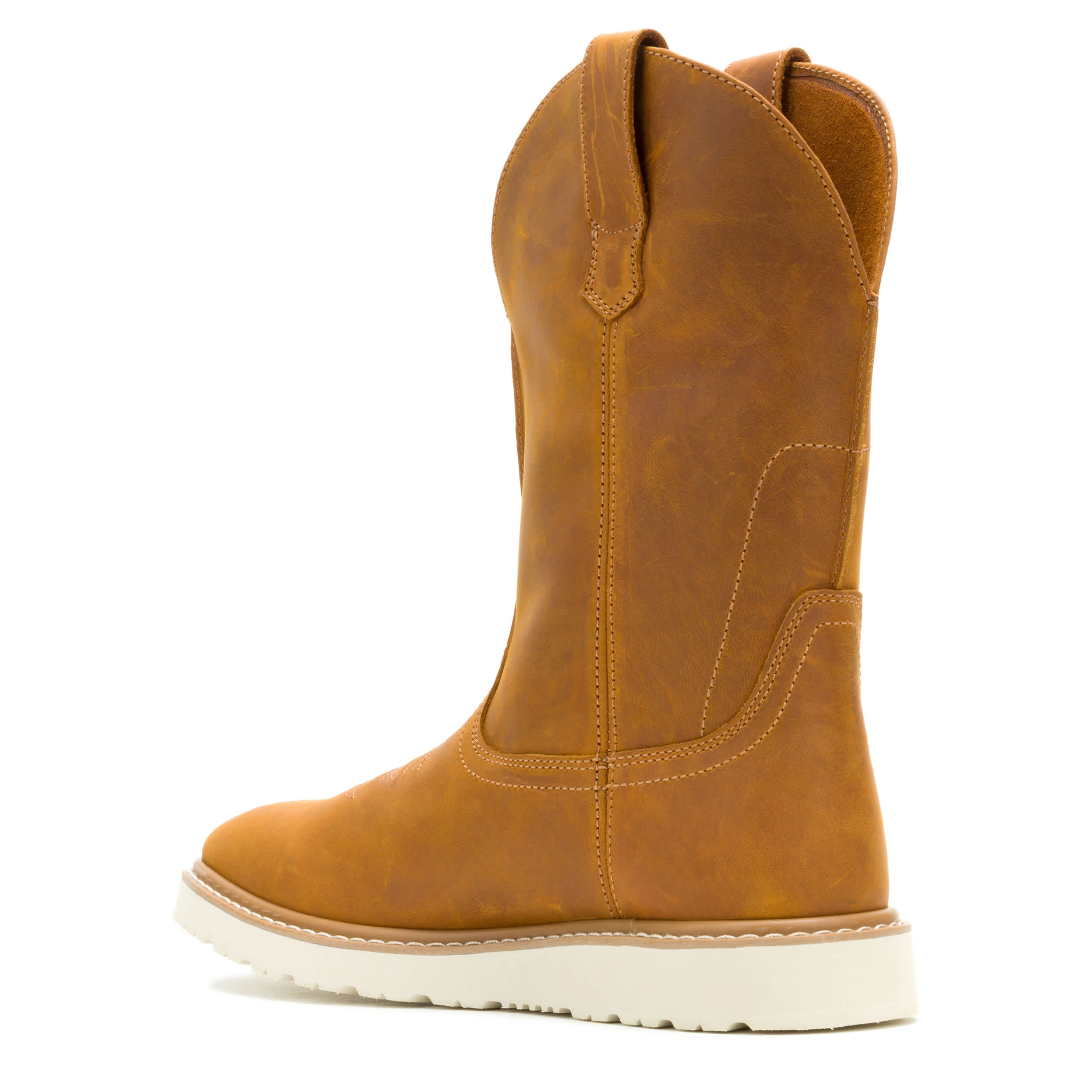 WOLVERINE-MENS BRONC WEDGE PULL-ON WELLINGTON WORK BOOT-PEACH & 