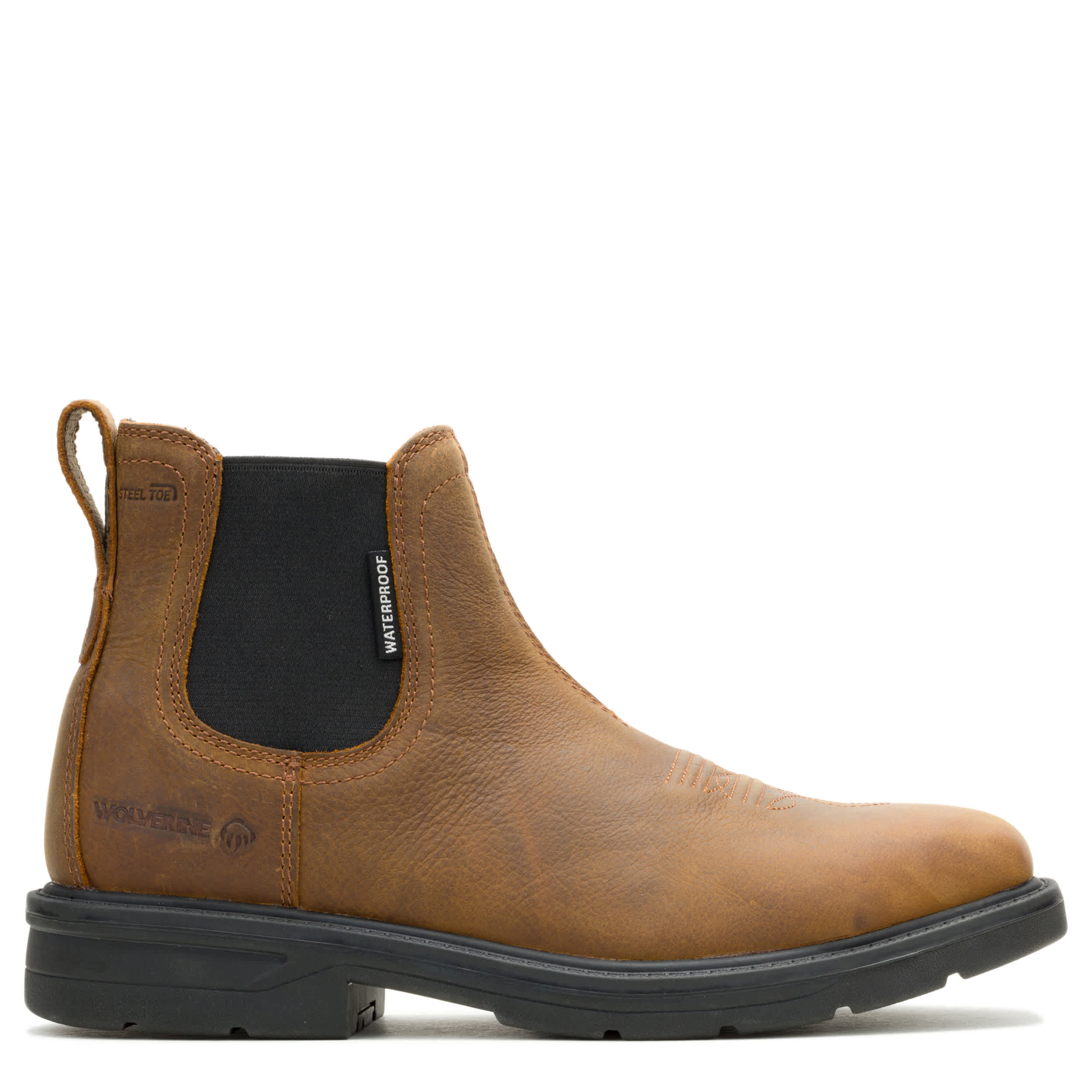 WOLVERINE-MENS RANCHER LEVEL CHELSEA STEEL TOE WORK BOOT-BROWN & 