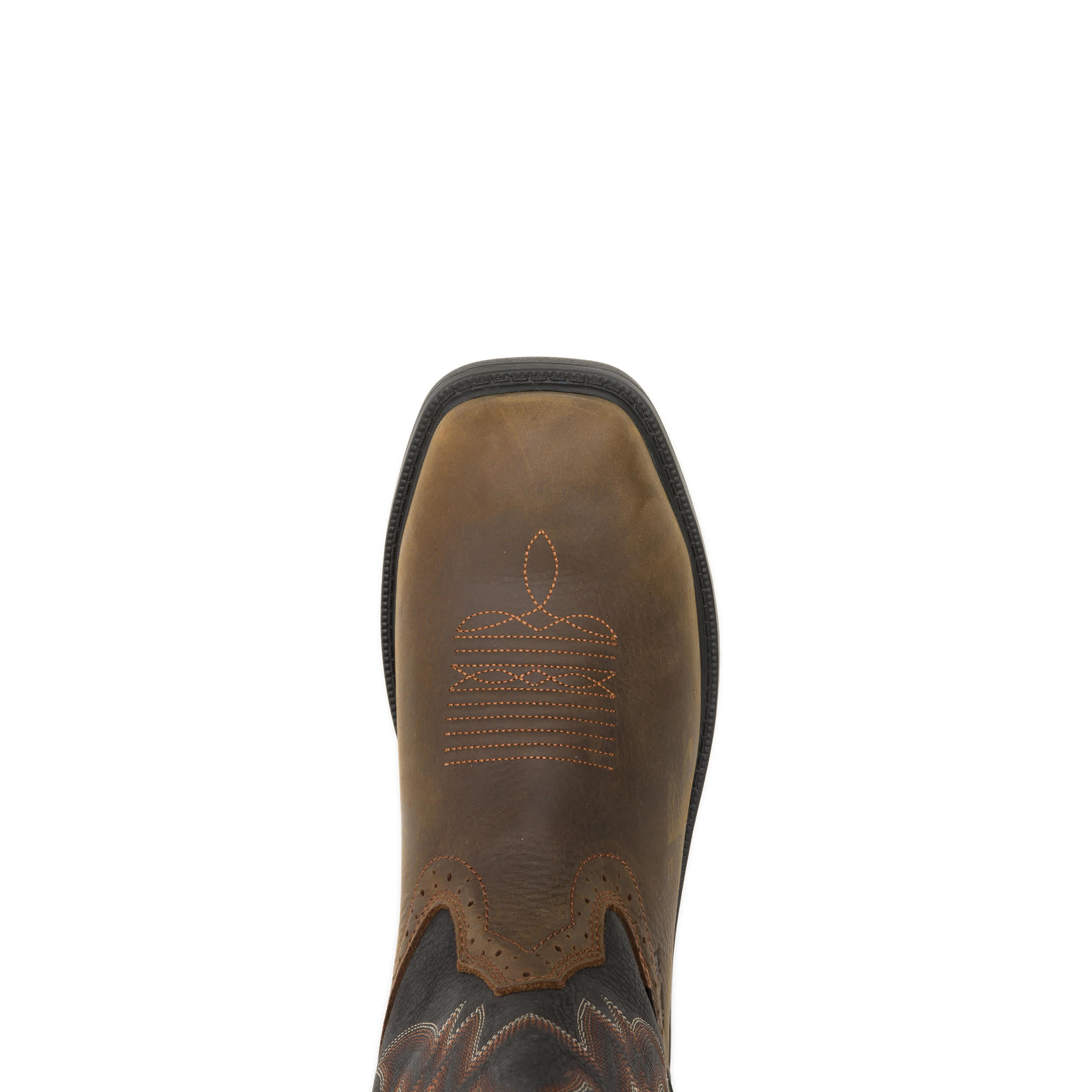 WOLVERINE-MENS RANCHER LEVEL STEEL TOE PULL ON WELLINGTON BOOT-BLACK & BROWN