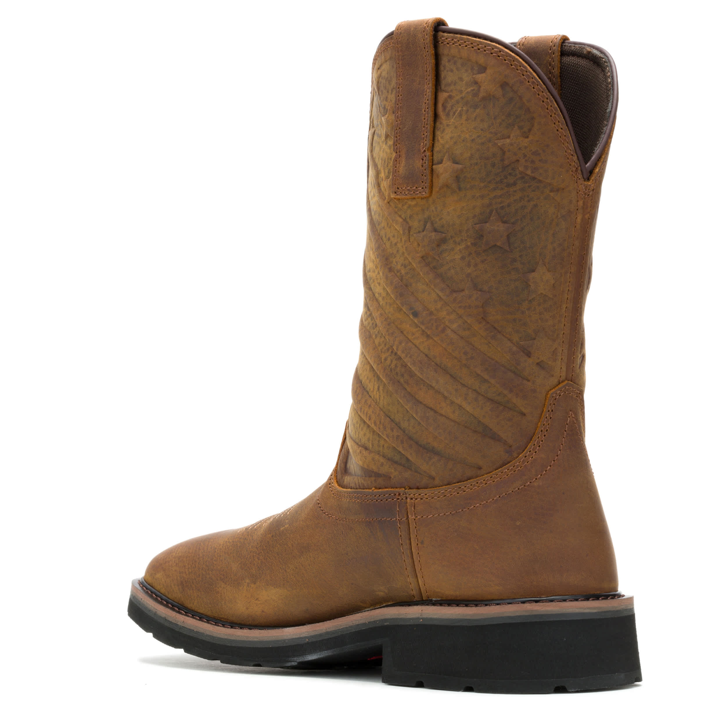 WOLVERINE-MENS X JORDAN DAVIS RANCHER FLAG LX WELLINGTON WORK-DARK TAN & 