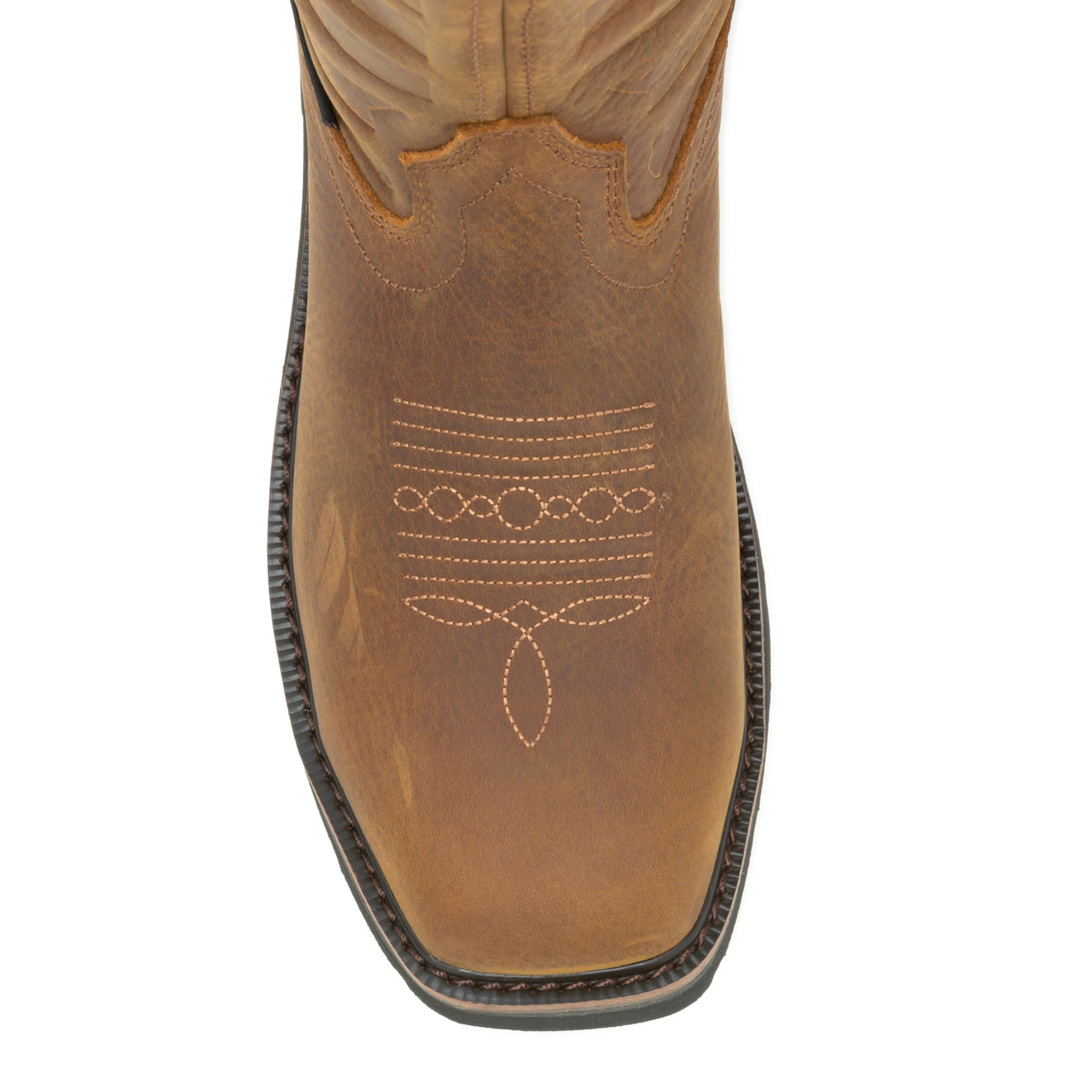 WOLVERINE-MENS X JORDAN DAVIS RANCHER FLAG LX STEEL WELLINGTON-DARK TAN & CLEAR