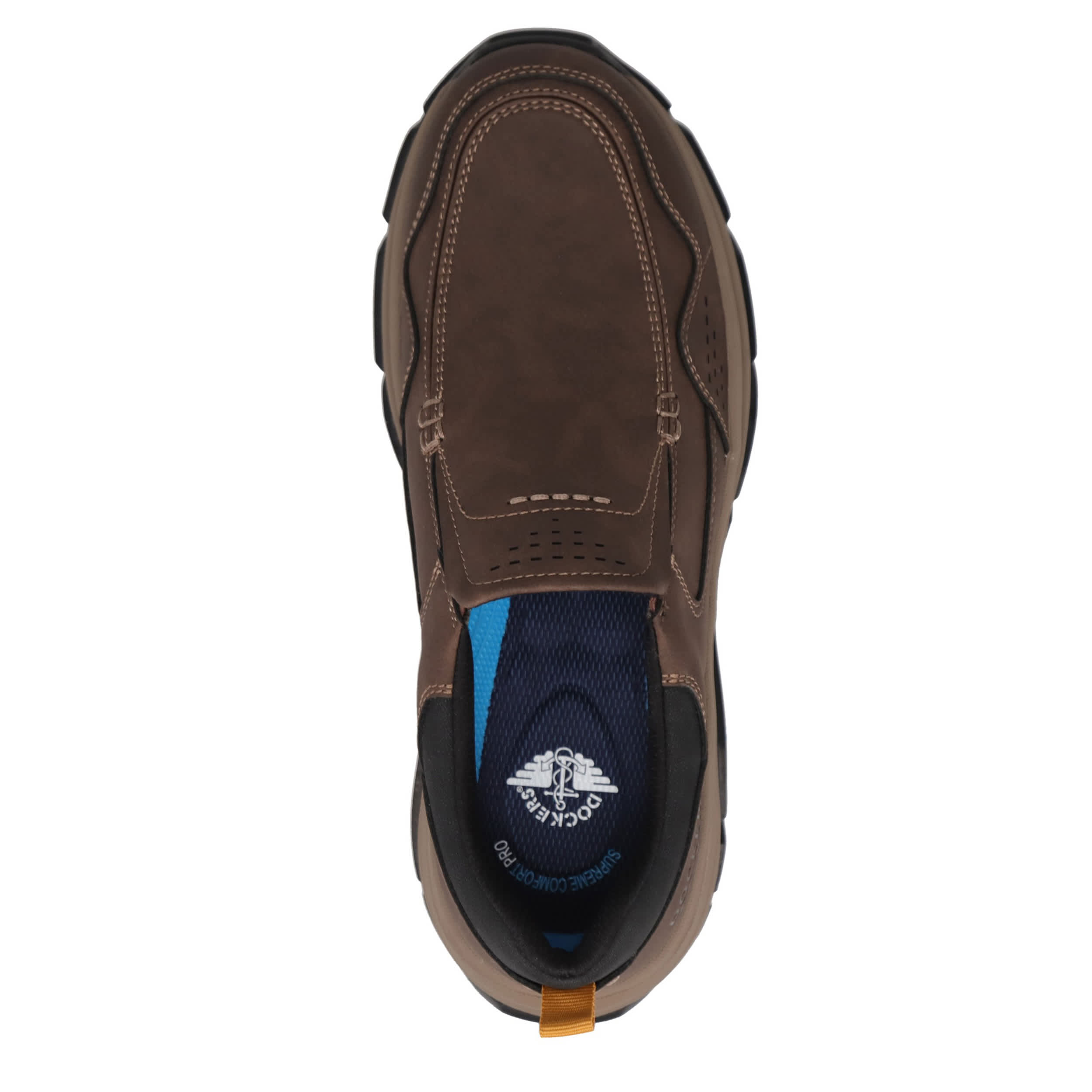 DOCKERS-MENS RAWLINS SLIP ON SNEAKER-DARK BROWN & 