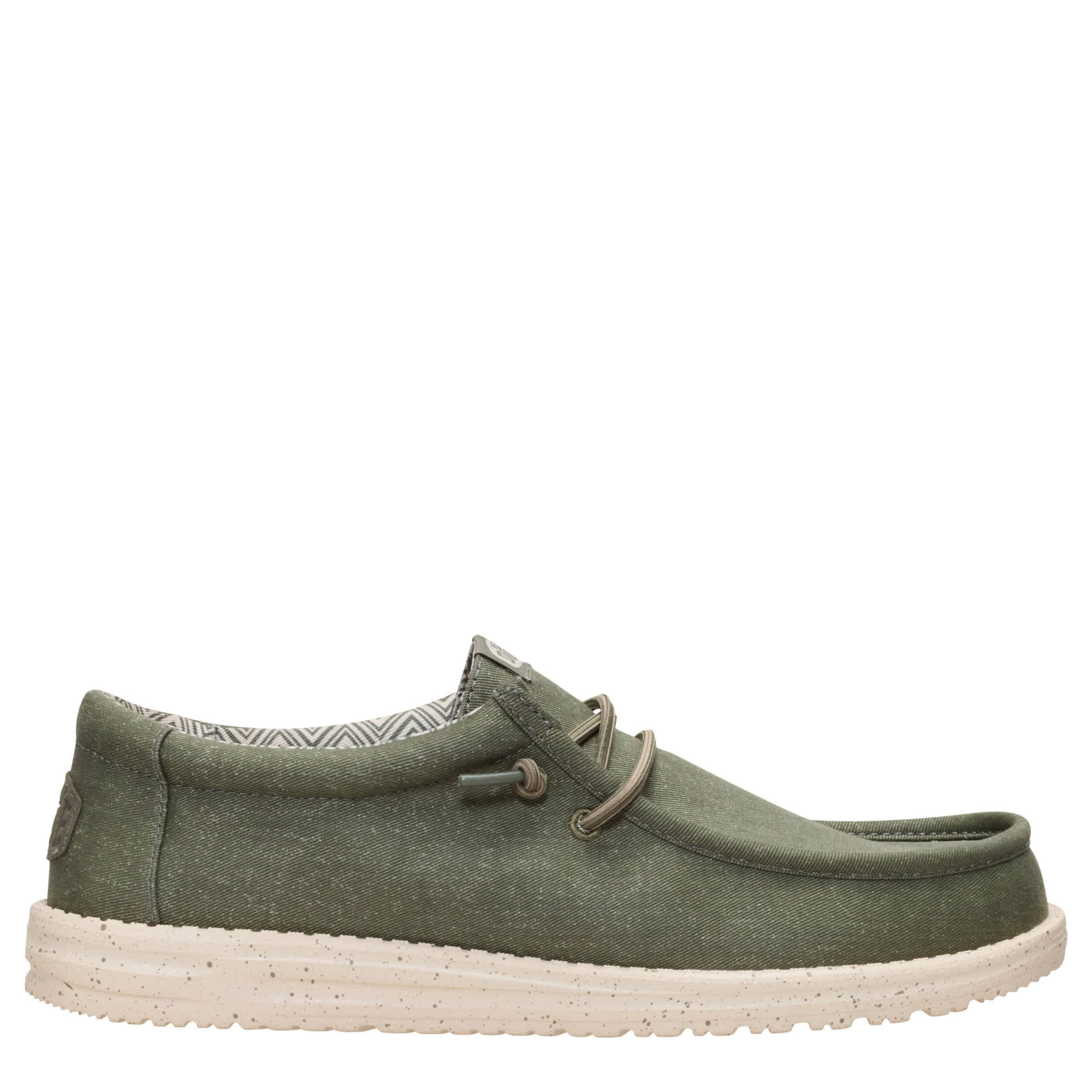 HEYDUDE-MENS WALLY STRETCH CANVAS SLIP ON SNEAKER-GREEN & 