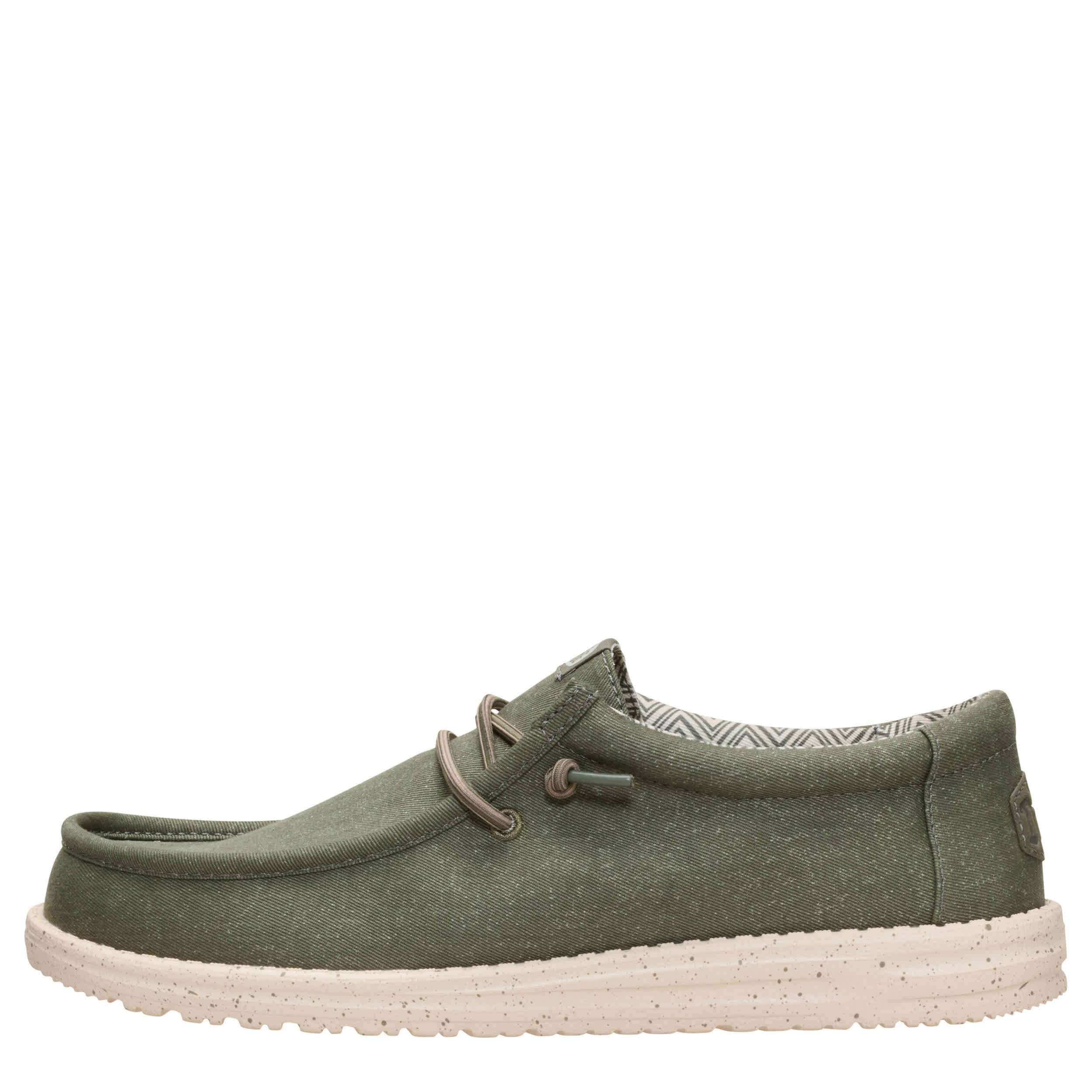 HEYDUDE-MENS WALLY STRETCH CANVAS SLIP ON SNEAKER-GREEN & 