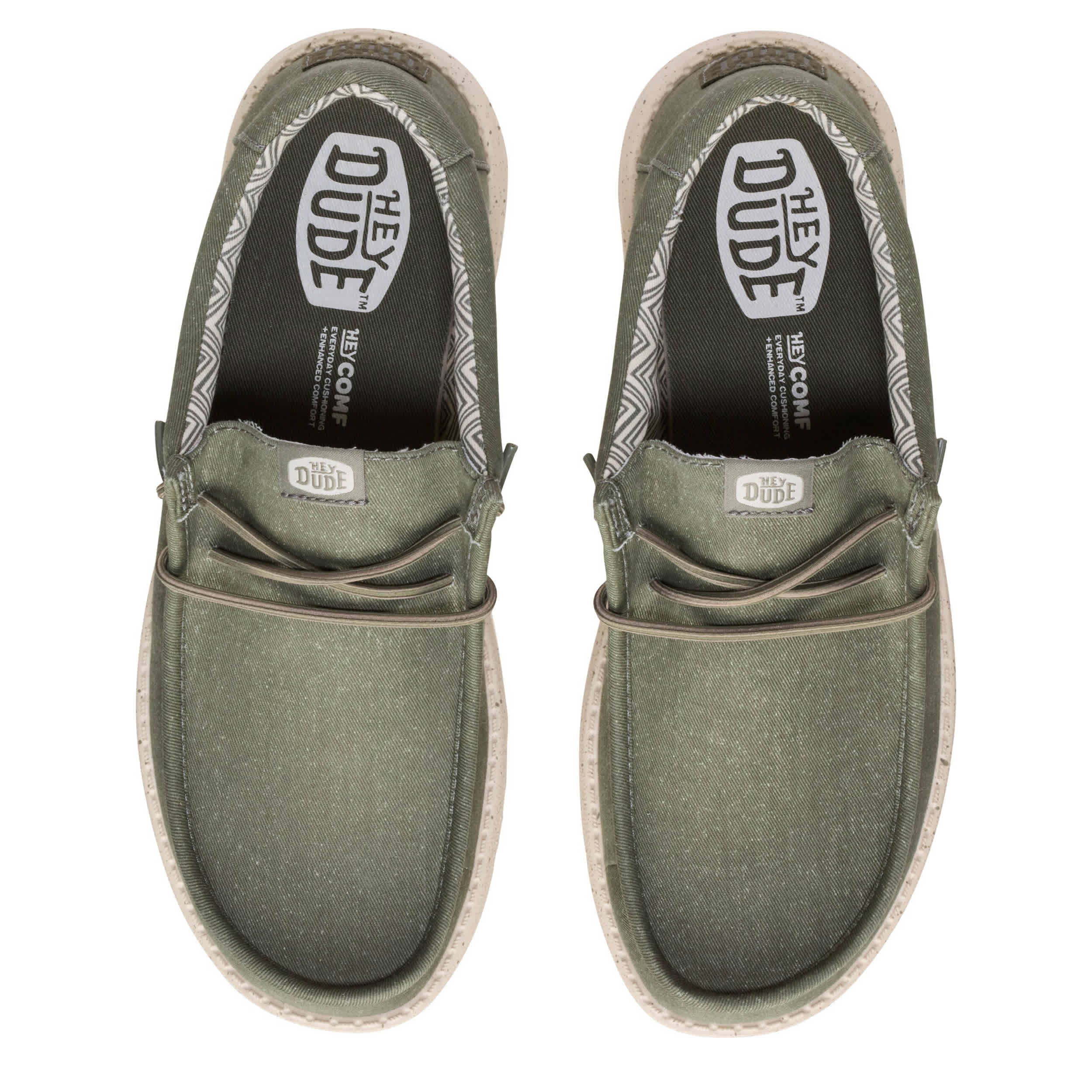 HEYDUDE-MENS WALLY STRETCH CANVAS SLIP ON SNEAKER-GREEN & 