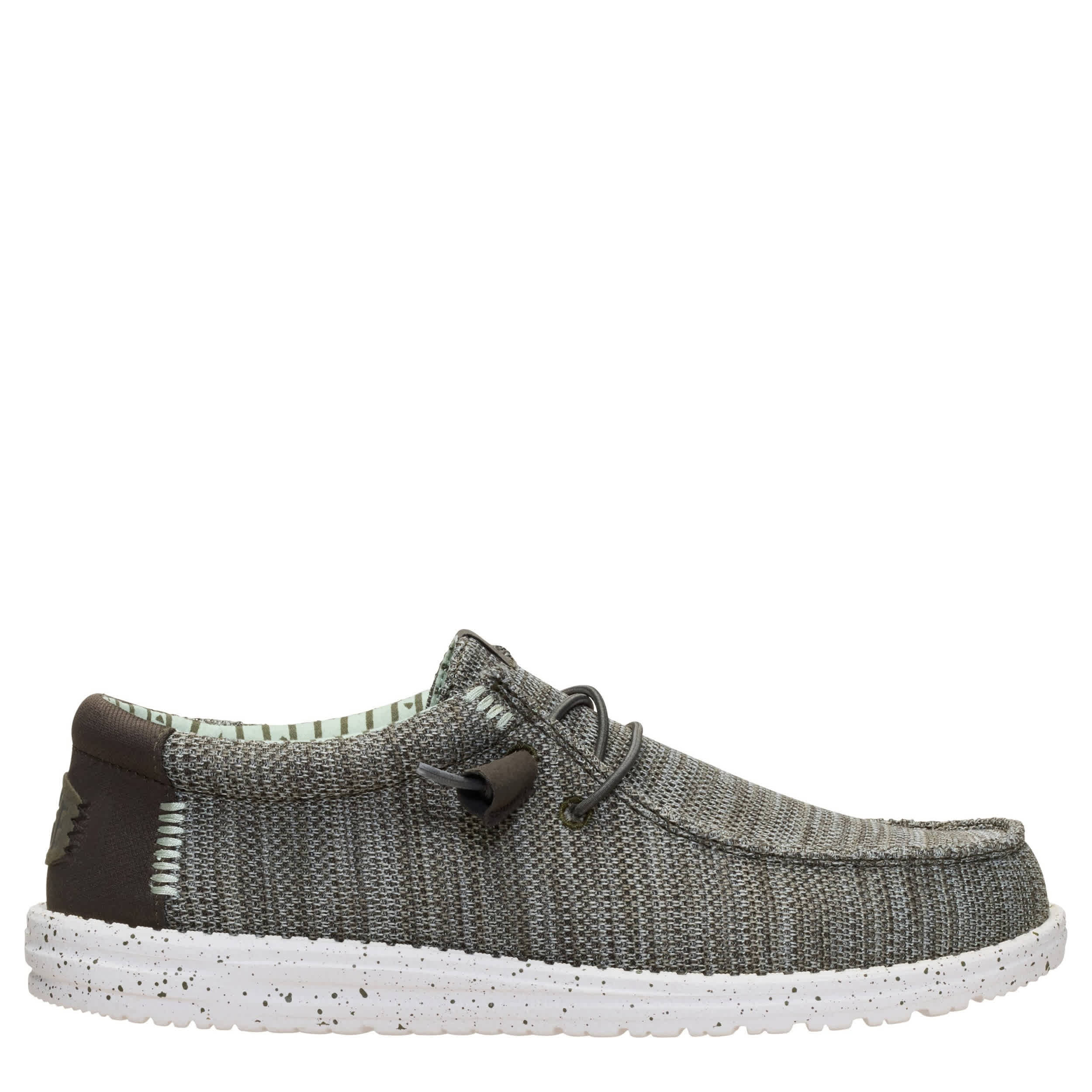 HEYDUDE-MENS WALLY STRETCH SOX SLIP ON SNEAKER-GREEN & 