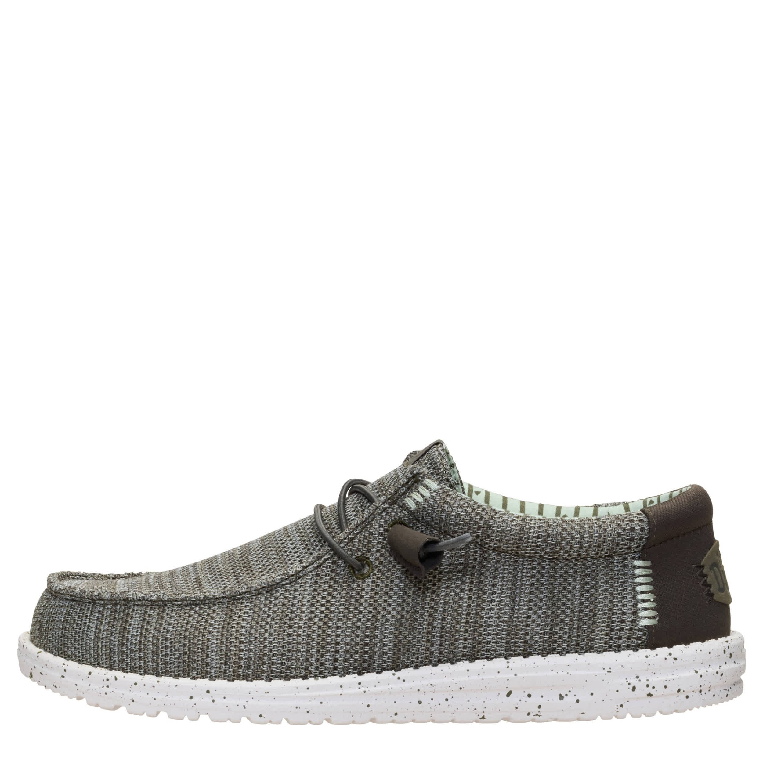 HEYDUDE-MENS WALLY STRETCH SOX SLIP ON SNEAKER-GREEN & 