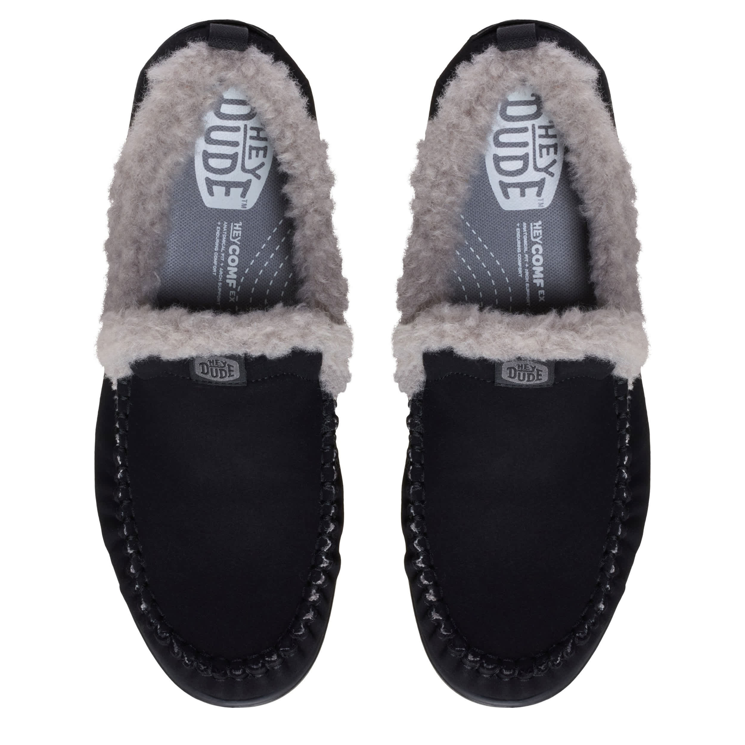 HEYDUDE-MENS HARBOR LO SLIPPER-BLACK & 