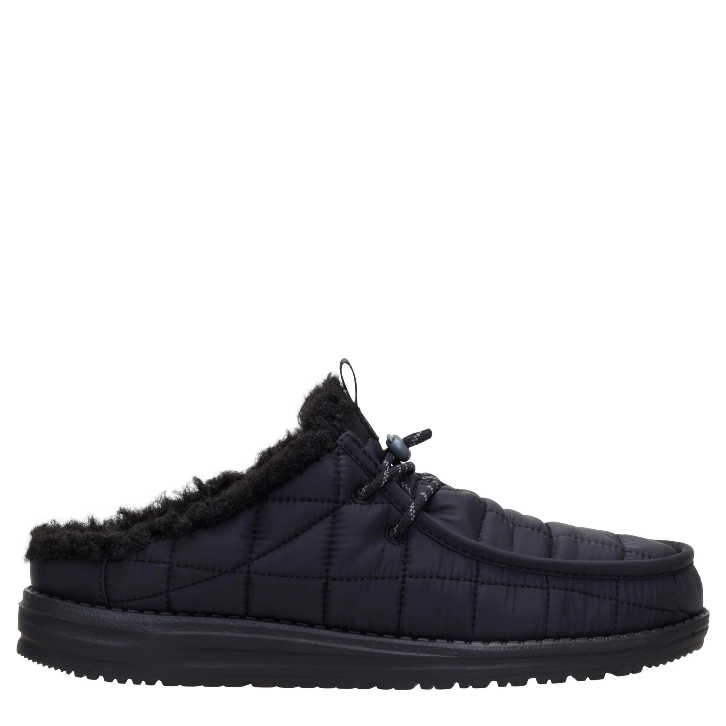 HEYDUDE-MENS WALLY SLIP CAMP NYLON SLIP ON SNEAKER-BLACK & 