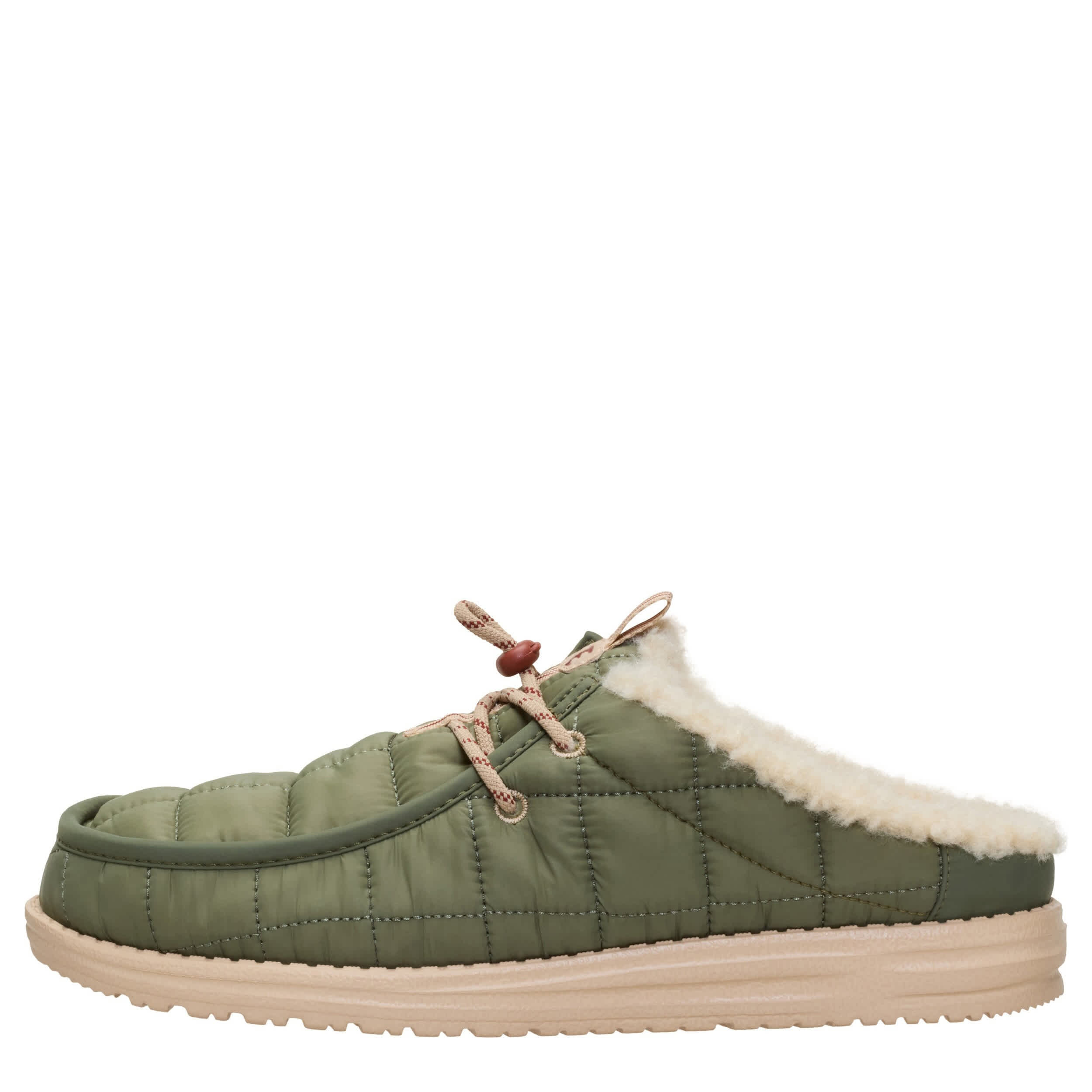 HEYDUDE-MENS WALLY SLIP CAMP NYLON SLIP ON SNEAKER-GREEN & 