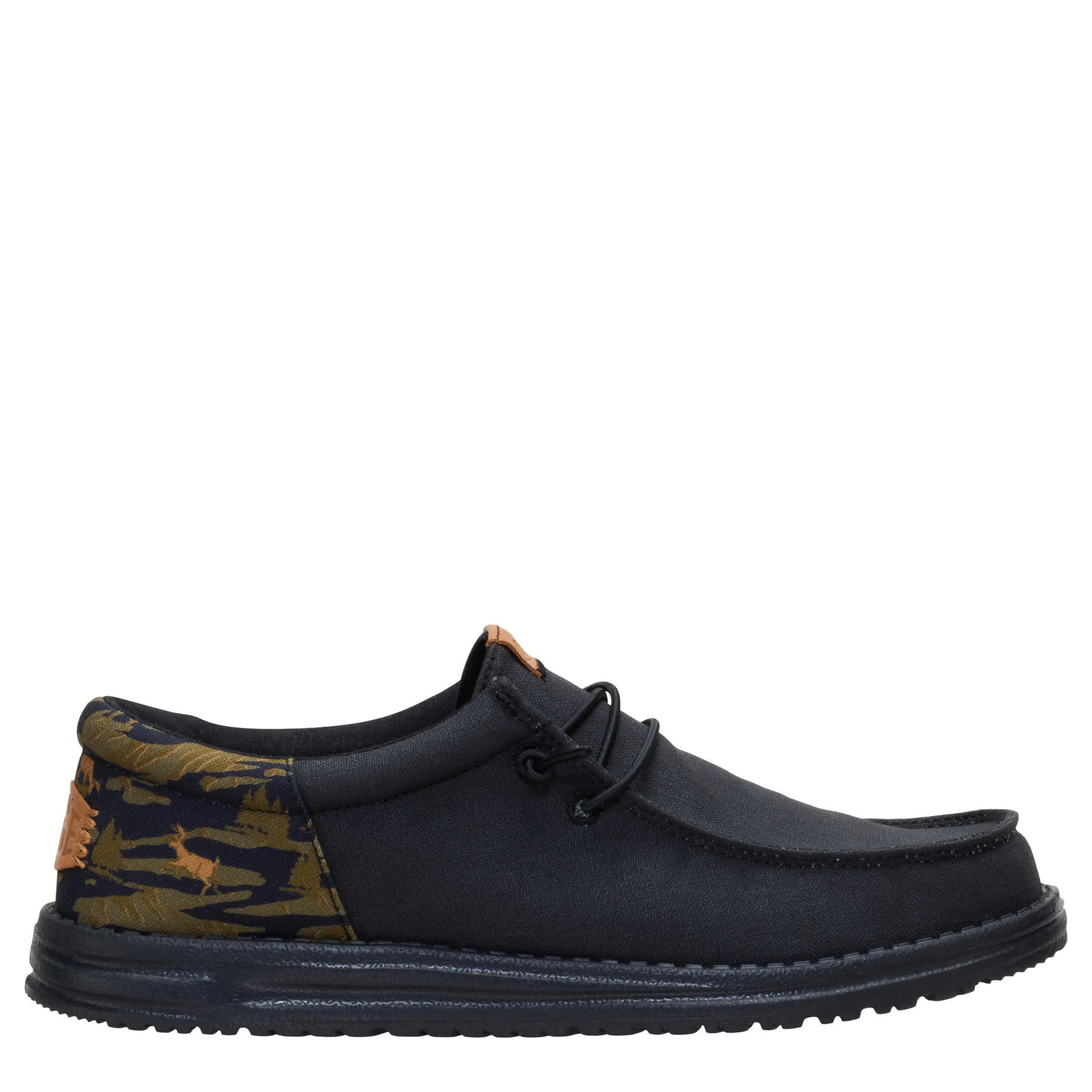 HEYDUDE-MENS WALLY SLIP ON SNEAKER-BLACK & 
