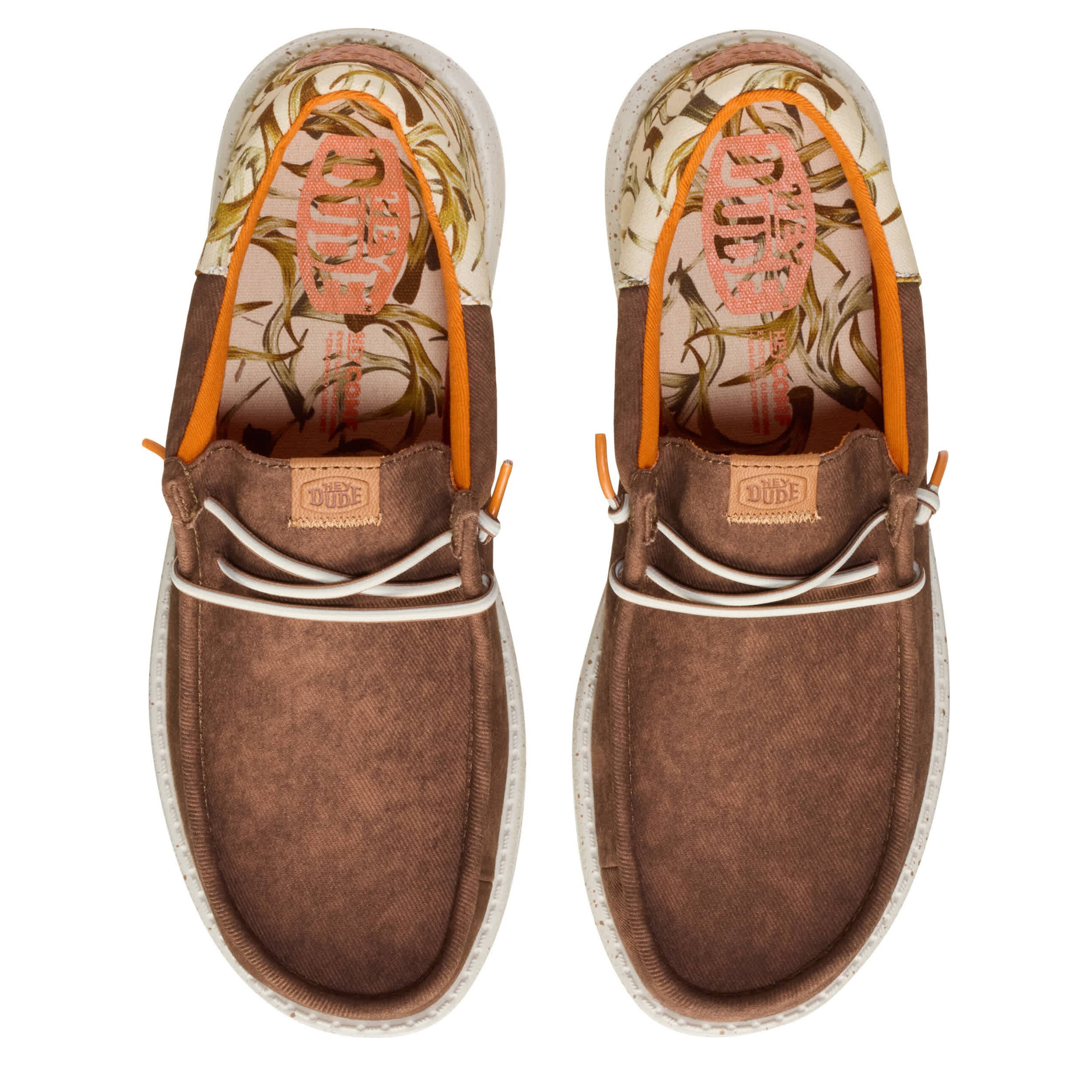 HEYDUDE-MENS WALLY SLIP ON SNEAKER-BROWN & 