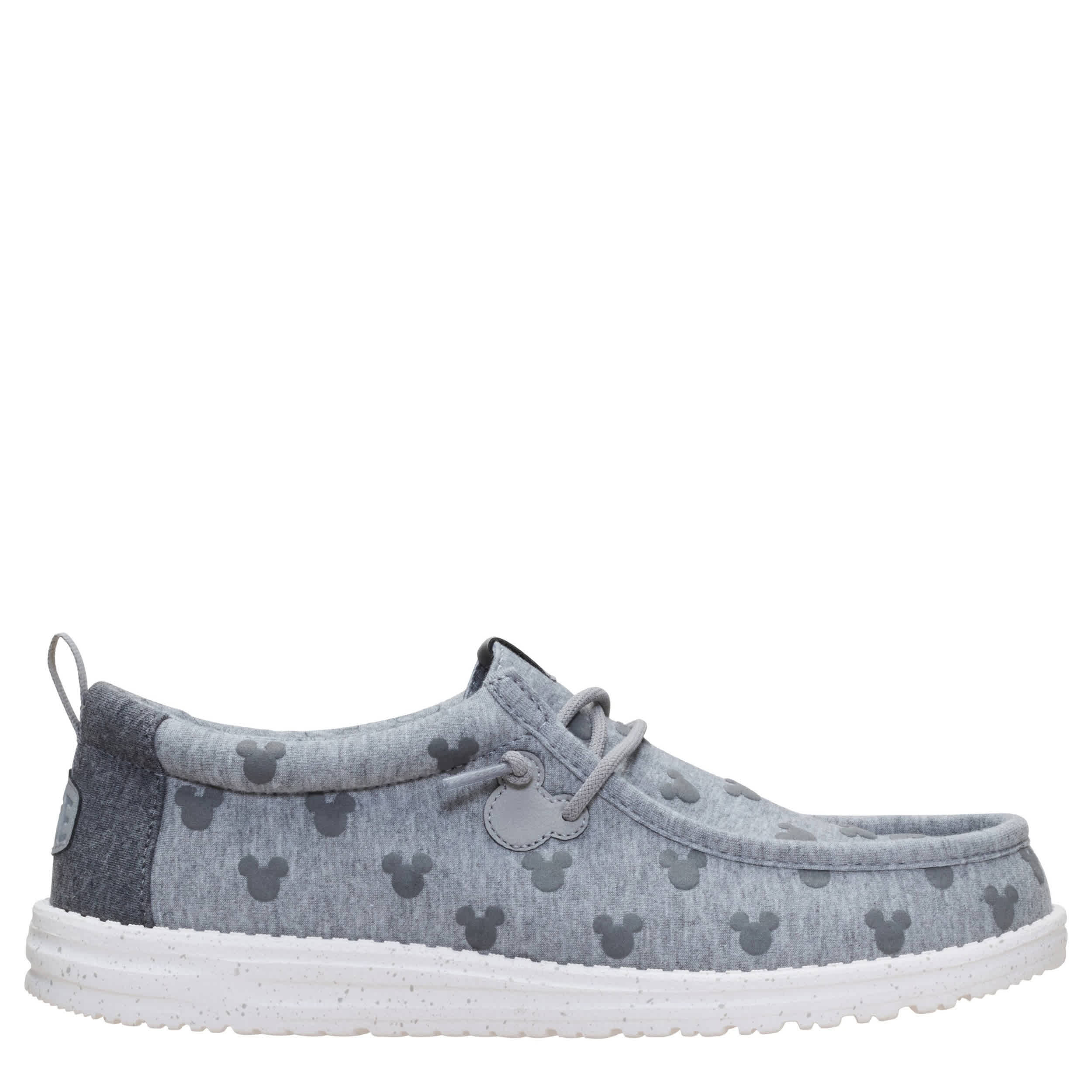 HEYDUDE-MENS WALLY MICKEY JERSEY SLIP ON SNEAKER-GREY & 
