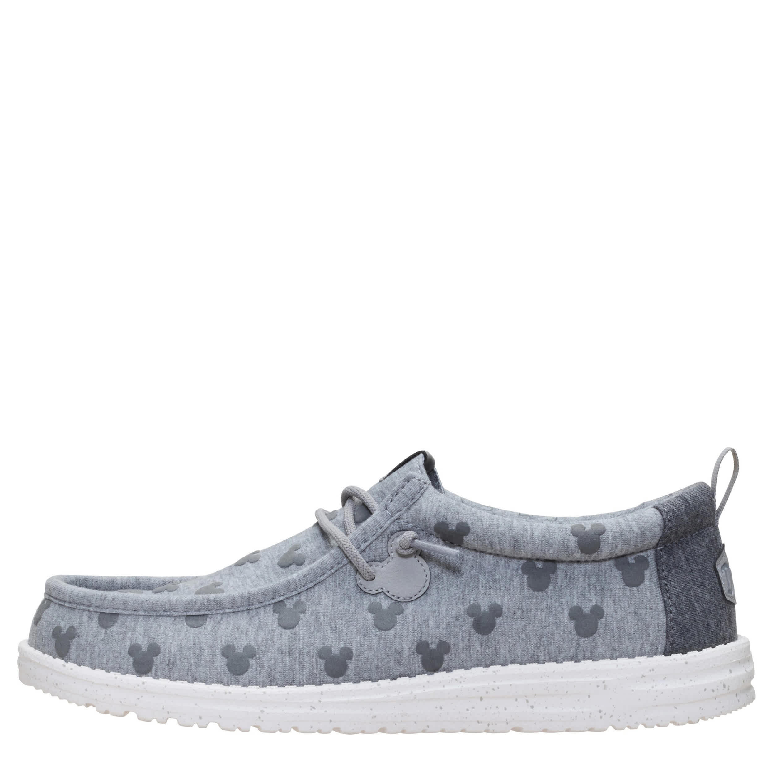HEYDUDE-MENS WALLY MICKEY JERSEY SLIP ON SNEAKER-GREY & 