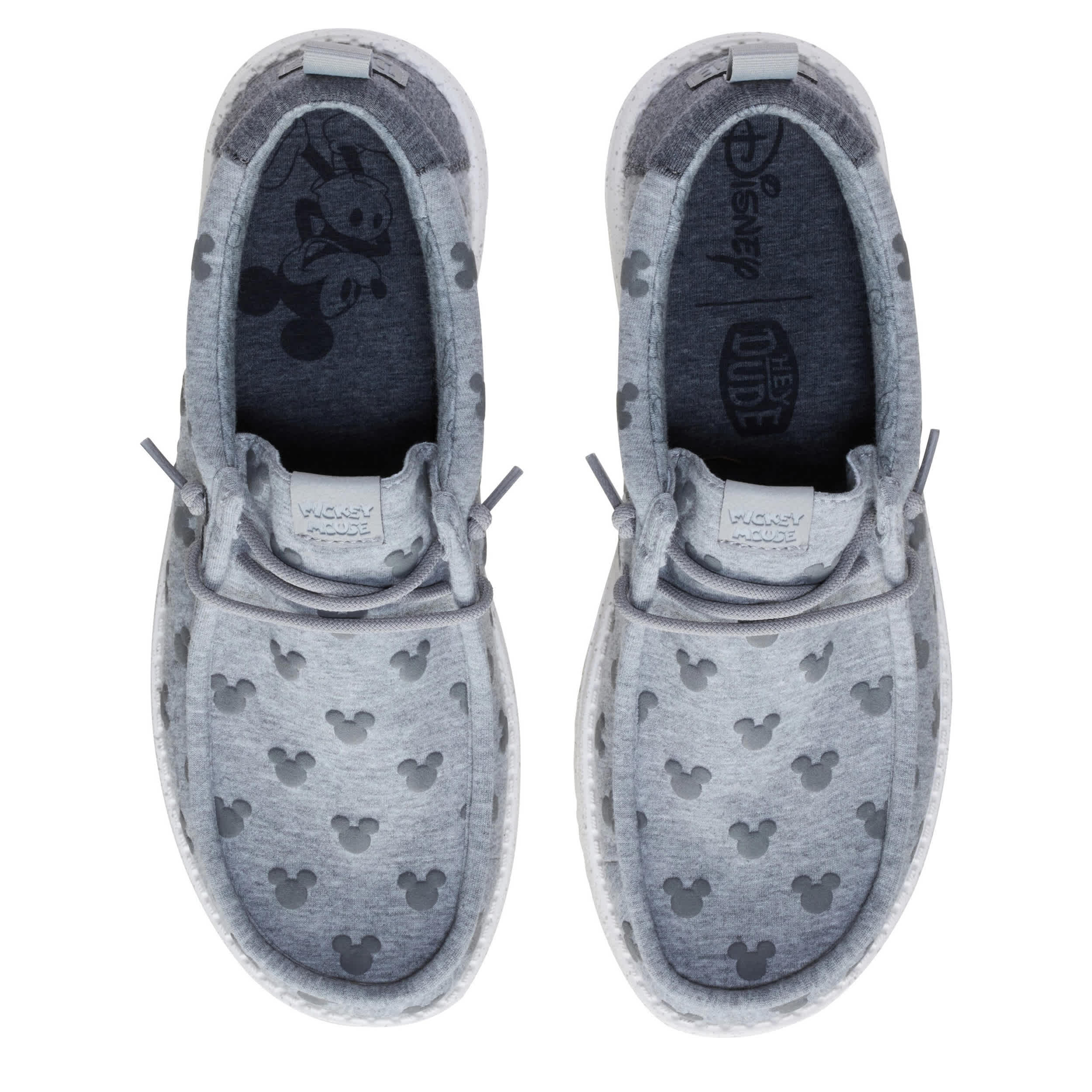 HEYDUDE-MENS WALLY MICKEY JERSEY SLIP ON SNEAKER-GREY & 