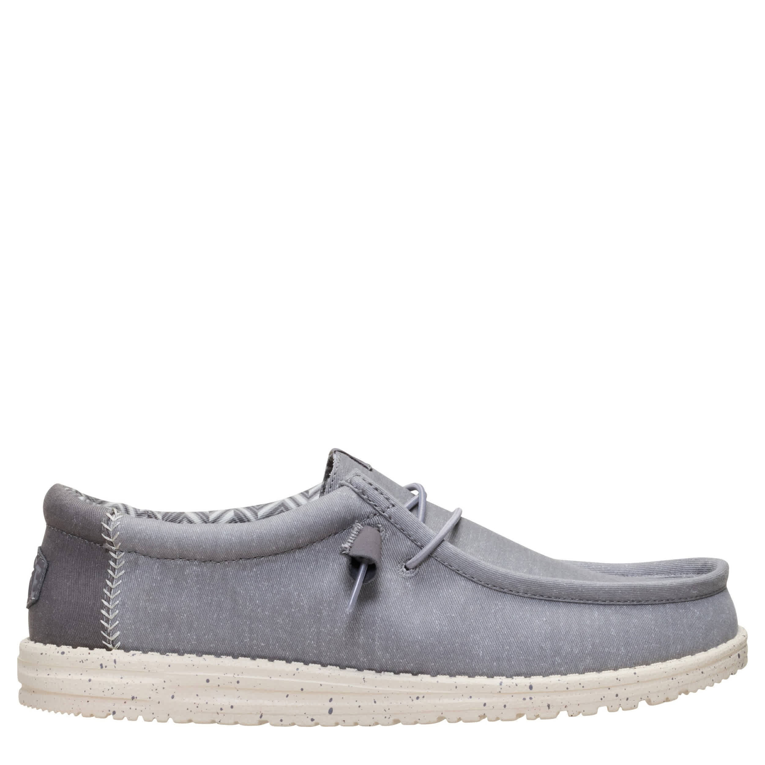 HEYDUDE-MENS WALLY STRETCH CANVAS SLIP ON SNEAKER-GREY & 