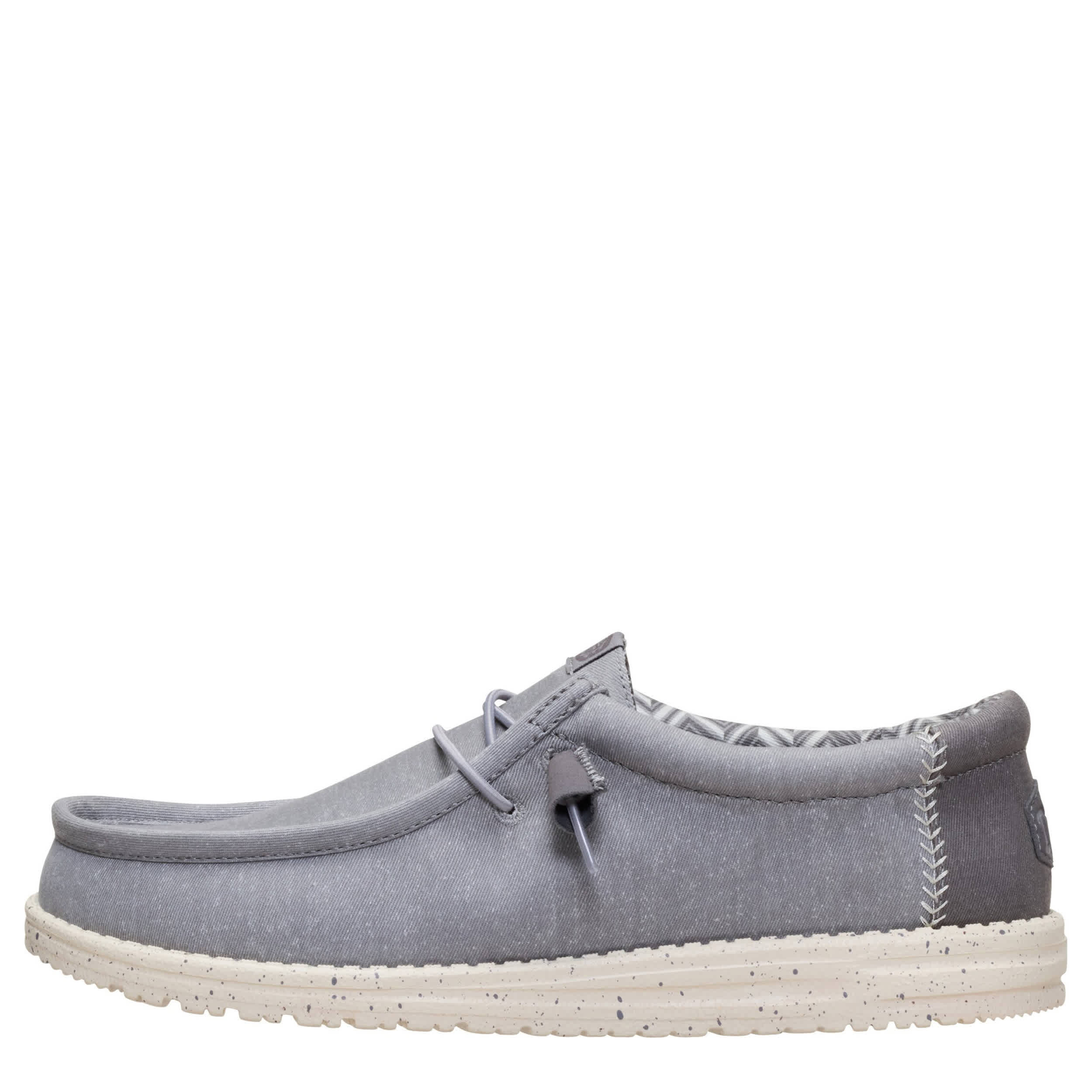 HEYDUDE-MENS WALLY STRETCH CANVAS SLIP ON SNEAKER-GREY & 