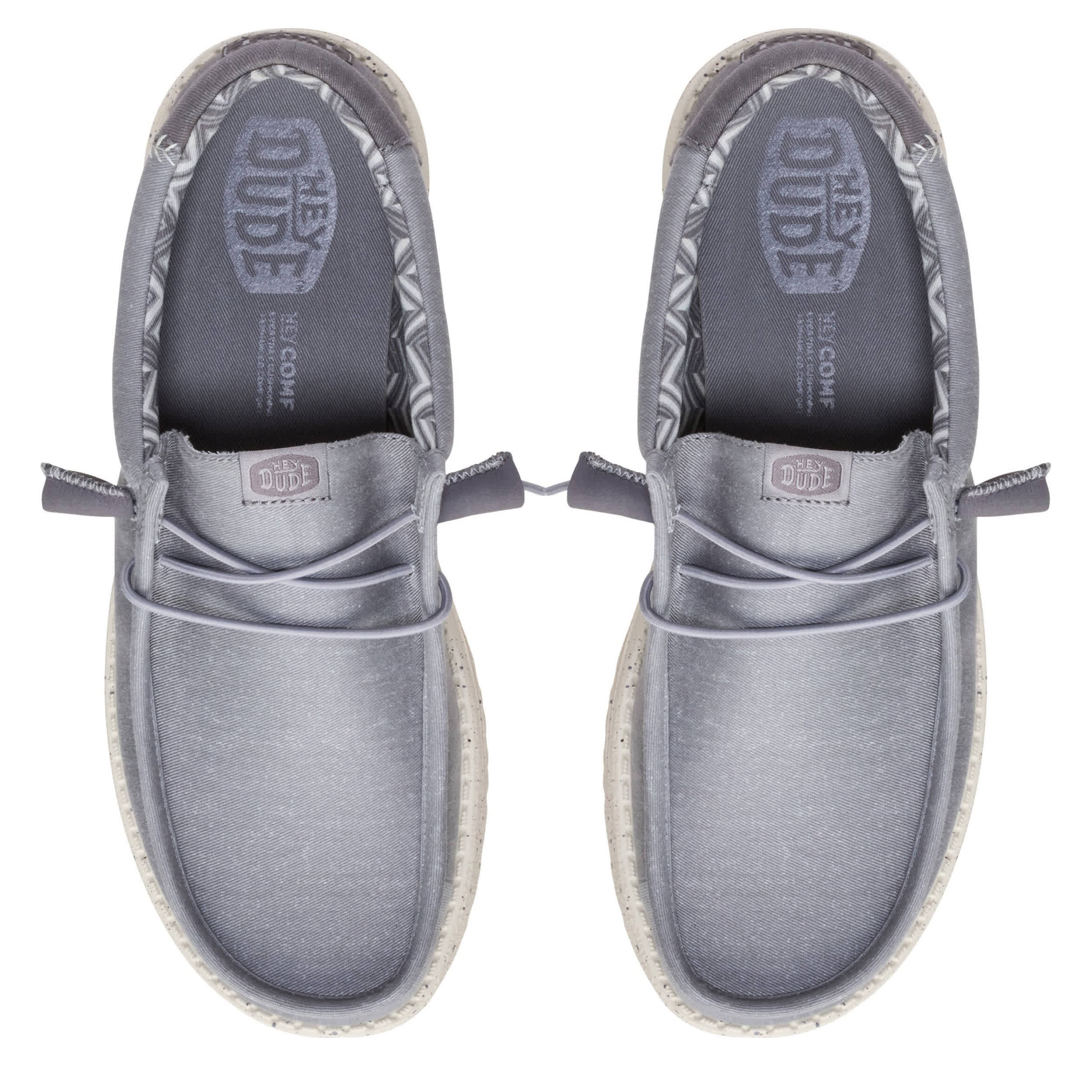 HEYDUDE-MENS WALLY STRETCH CANVAS SLIP ON SNEAKER-GREY & 