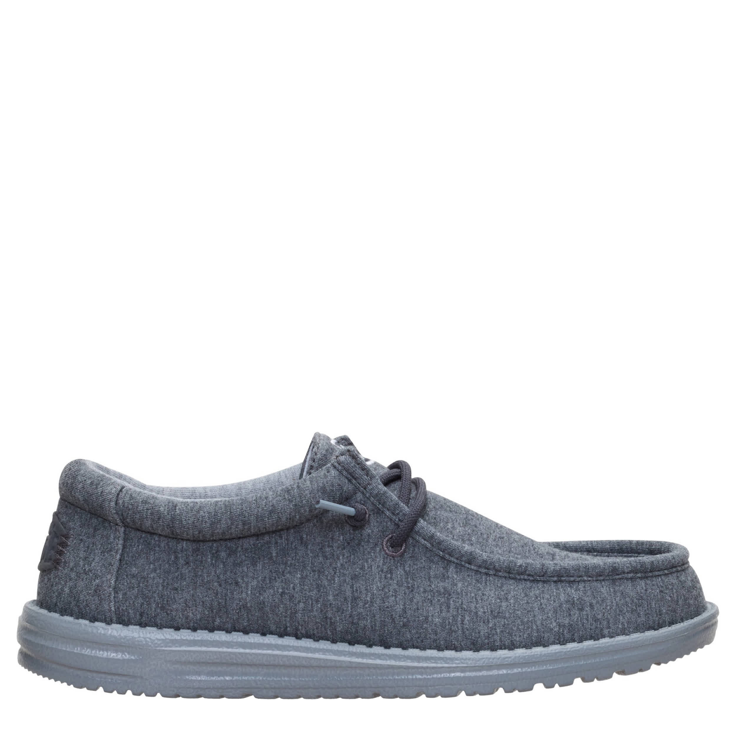 HEYDUDE-MENS WALLY STRETCH JERSEY SLIP ON SNEAKER-GREY & 