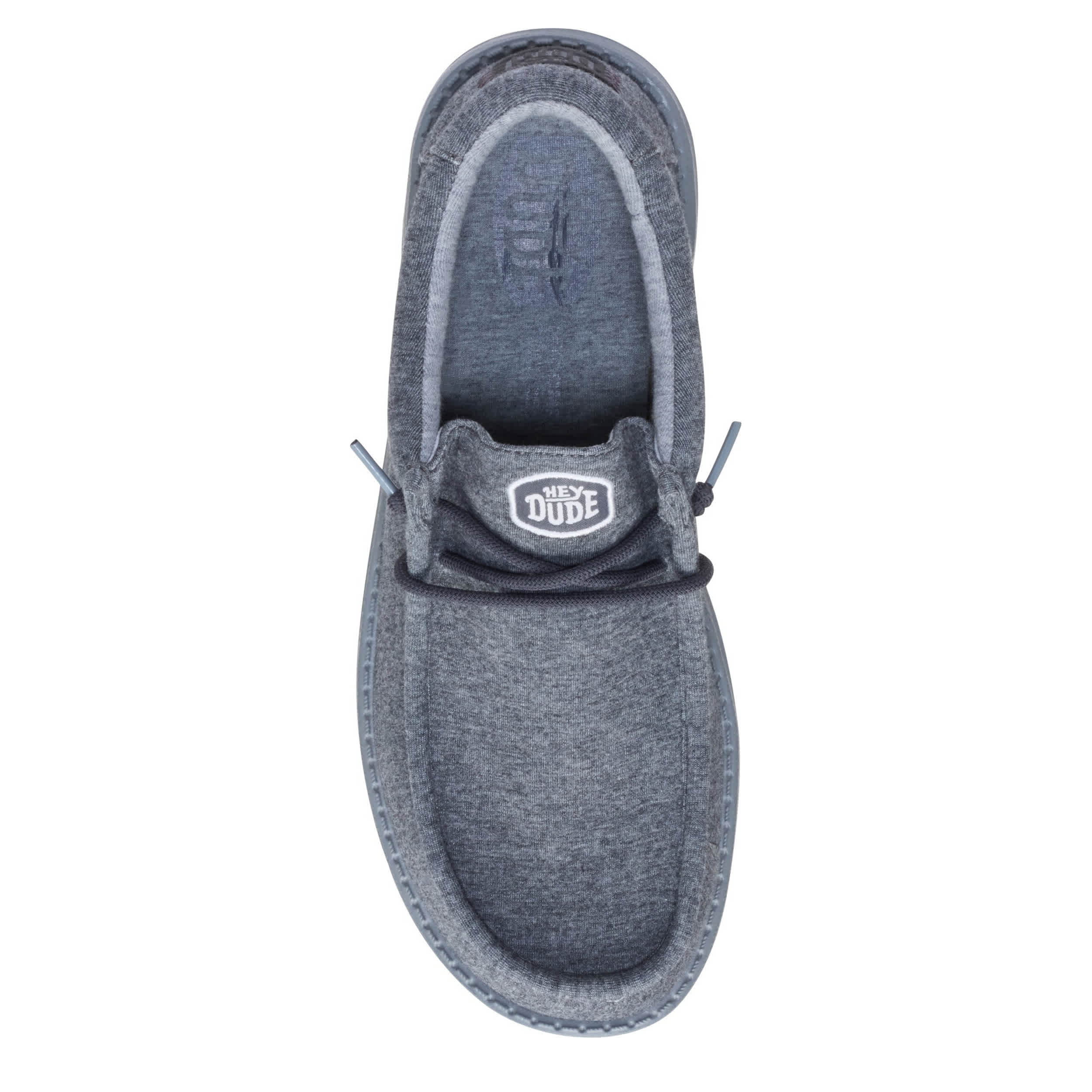 HEYDUDE-MENS WALLY STRETCH JERSEY SLIP ON SNEAKER-GREY & 