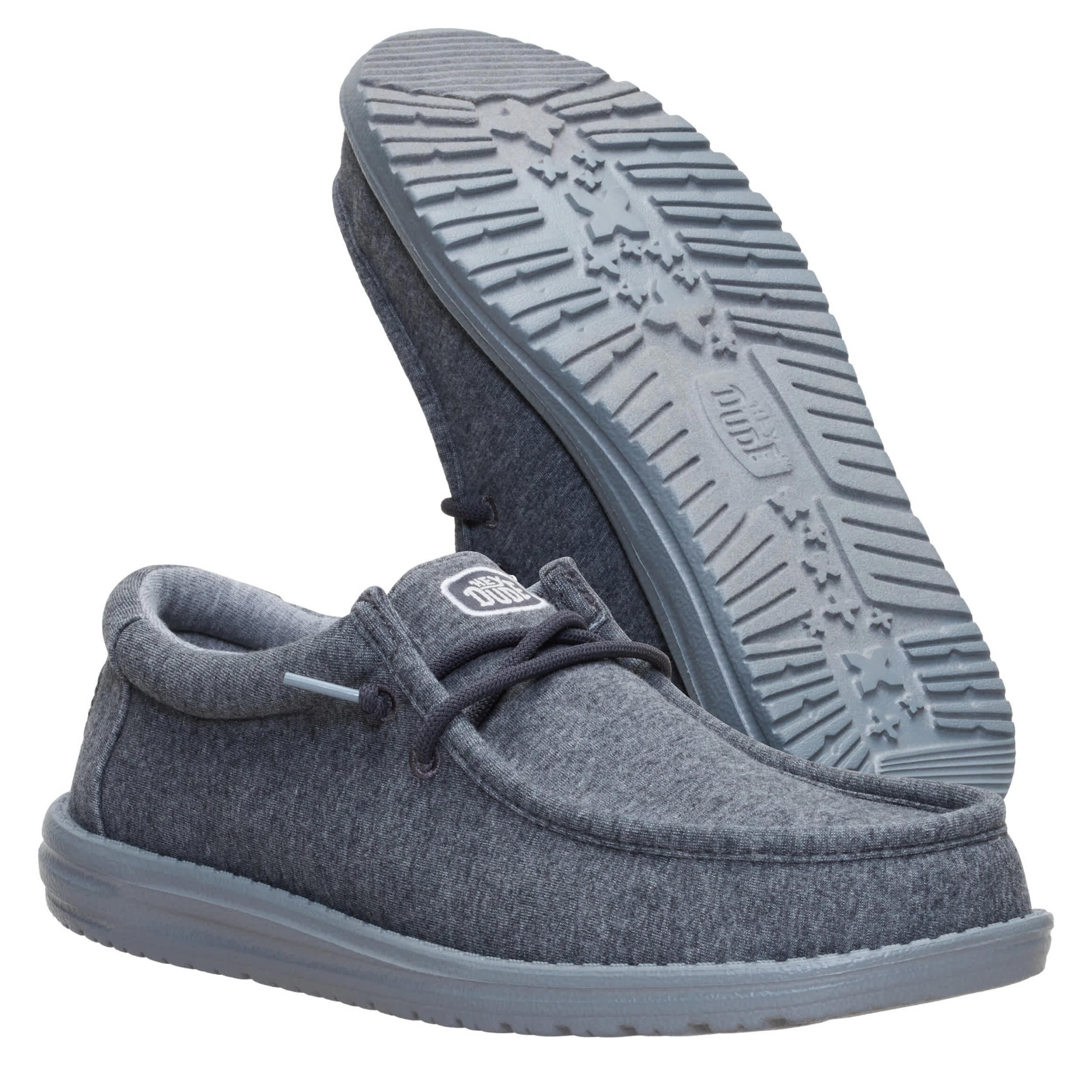 HEYDUDE-MENS WALLY STRETCH JERSEY SLIP ON SNEAKER-GREY & 
