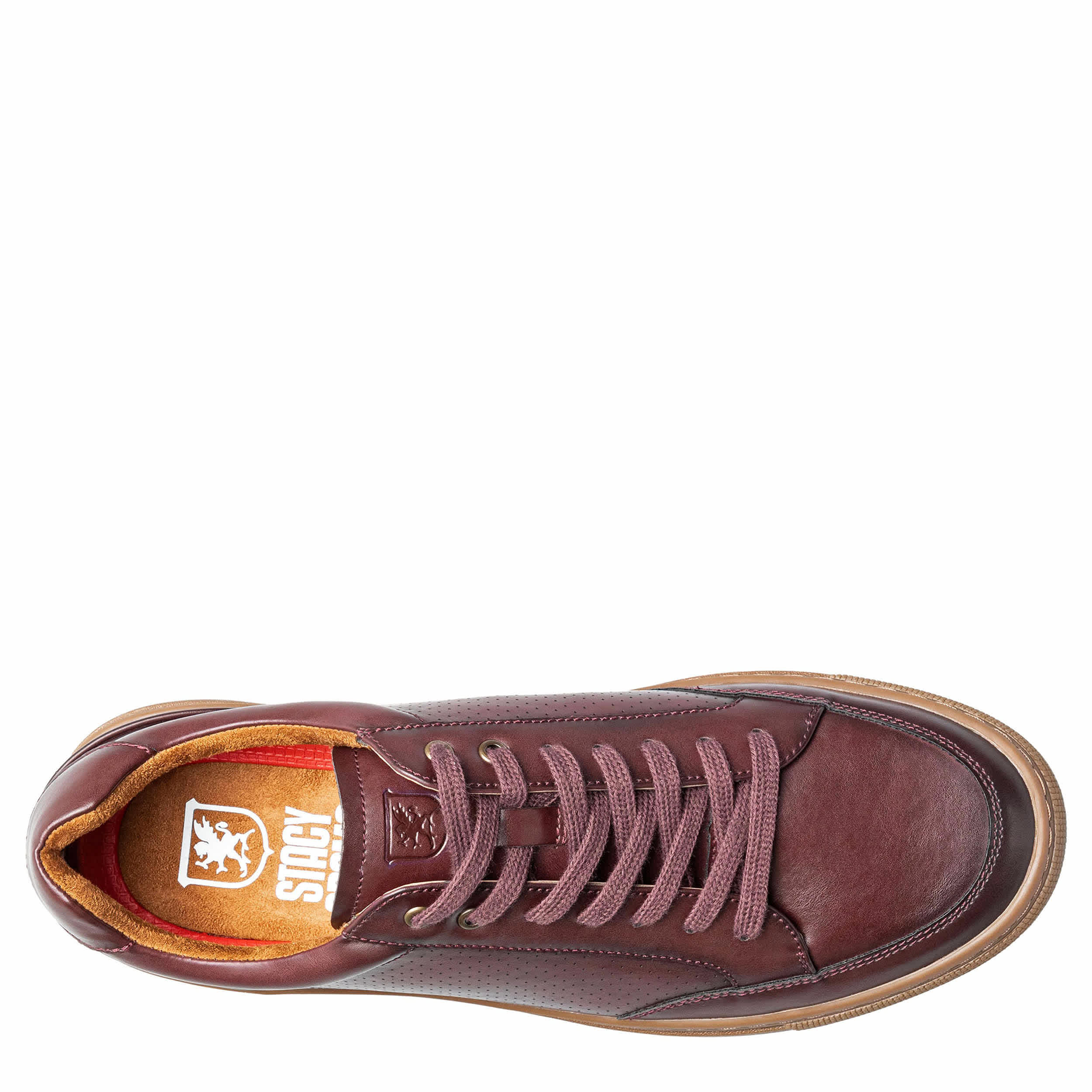 STACY ADAMS-MENS DORIAN FASHION SNEAKERS-BURGUNDY & 