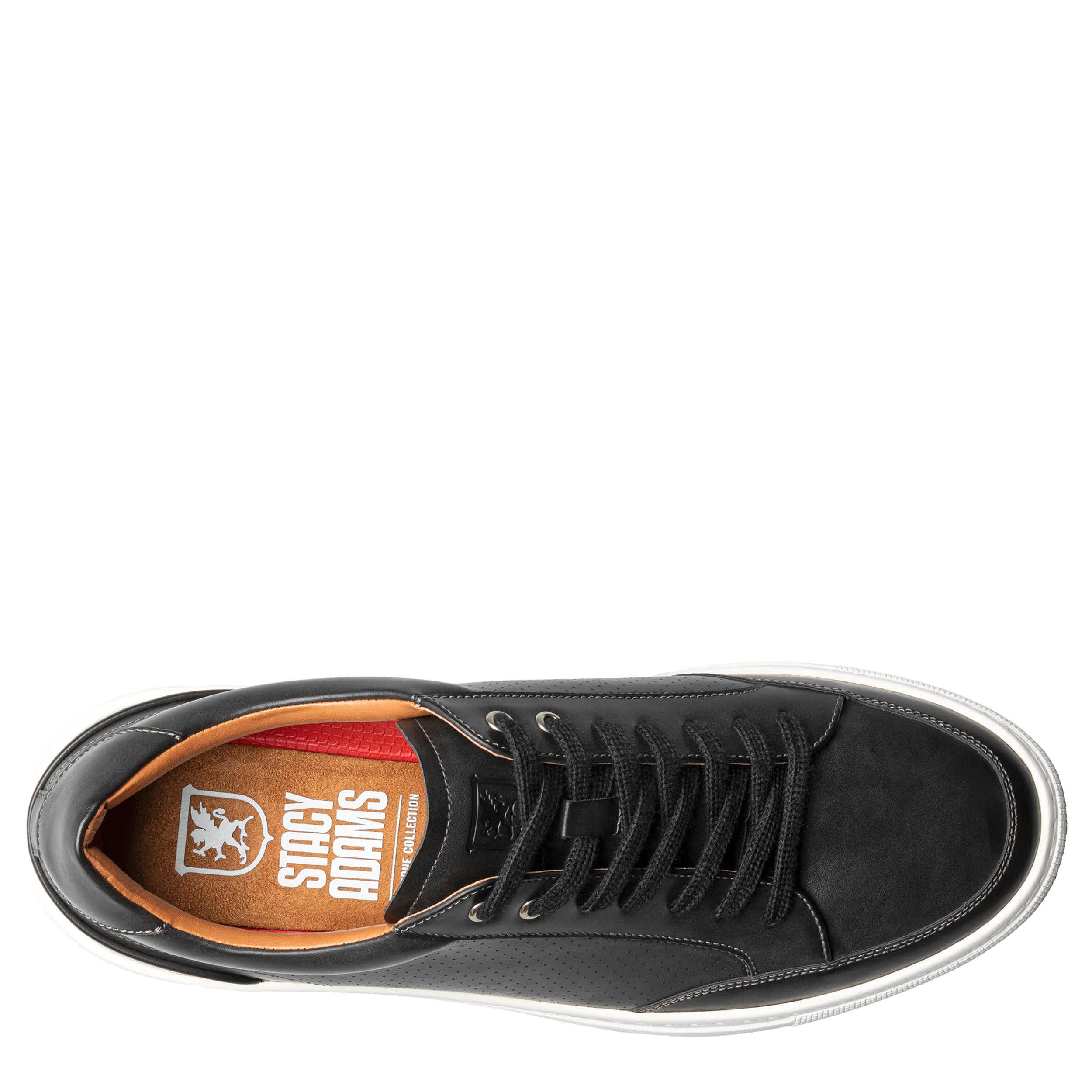 STACY ADAMS-MENS DORIAN FASHION SNEAKERS-BLACK & WHITE