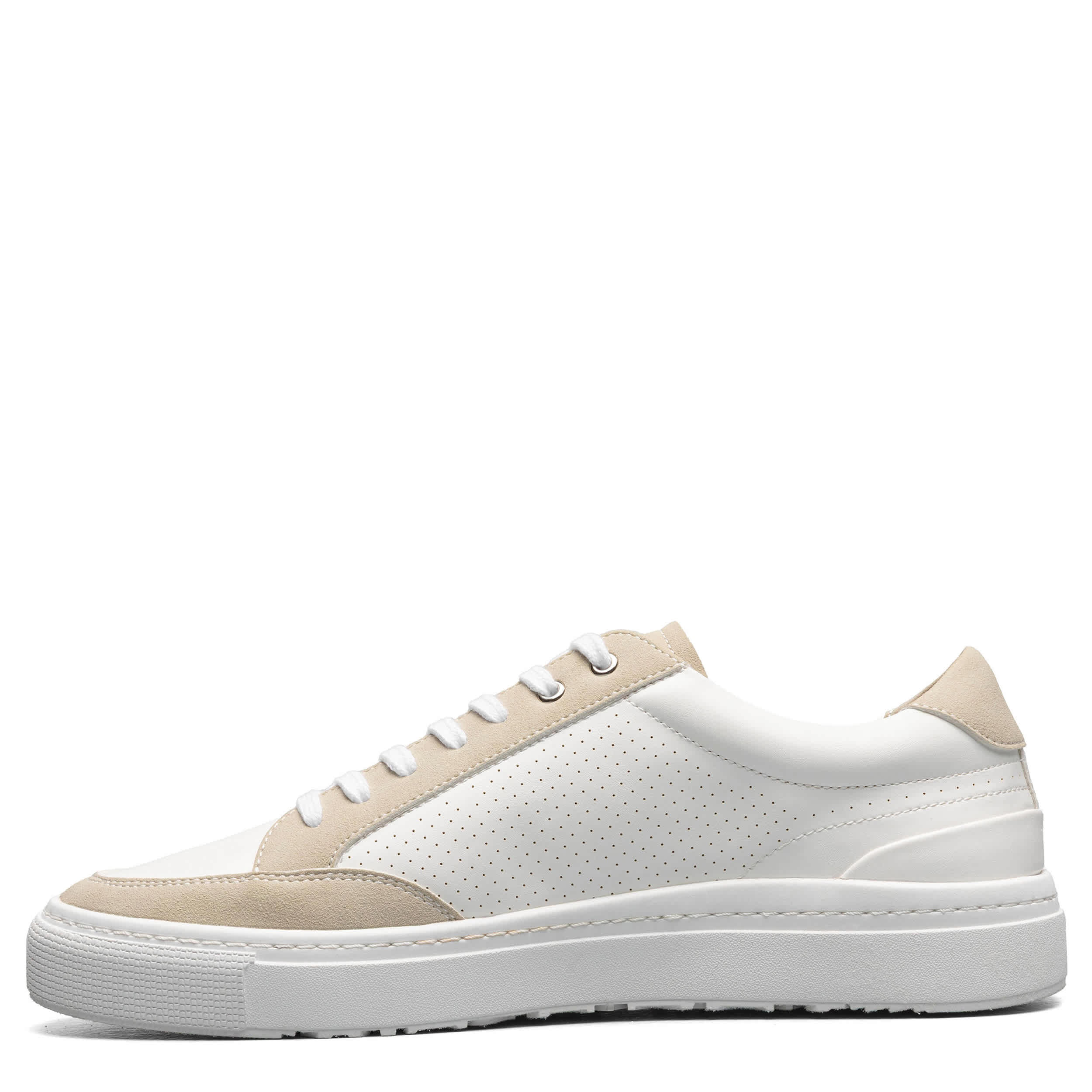 STACY ADAMS-MENS DORIAN FASHION SNEAKERS-WHITE & 