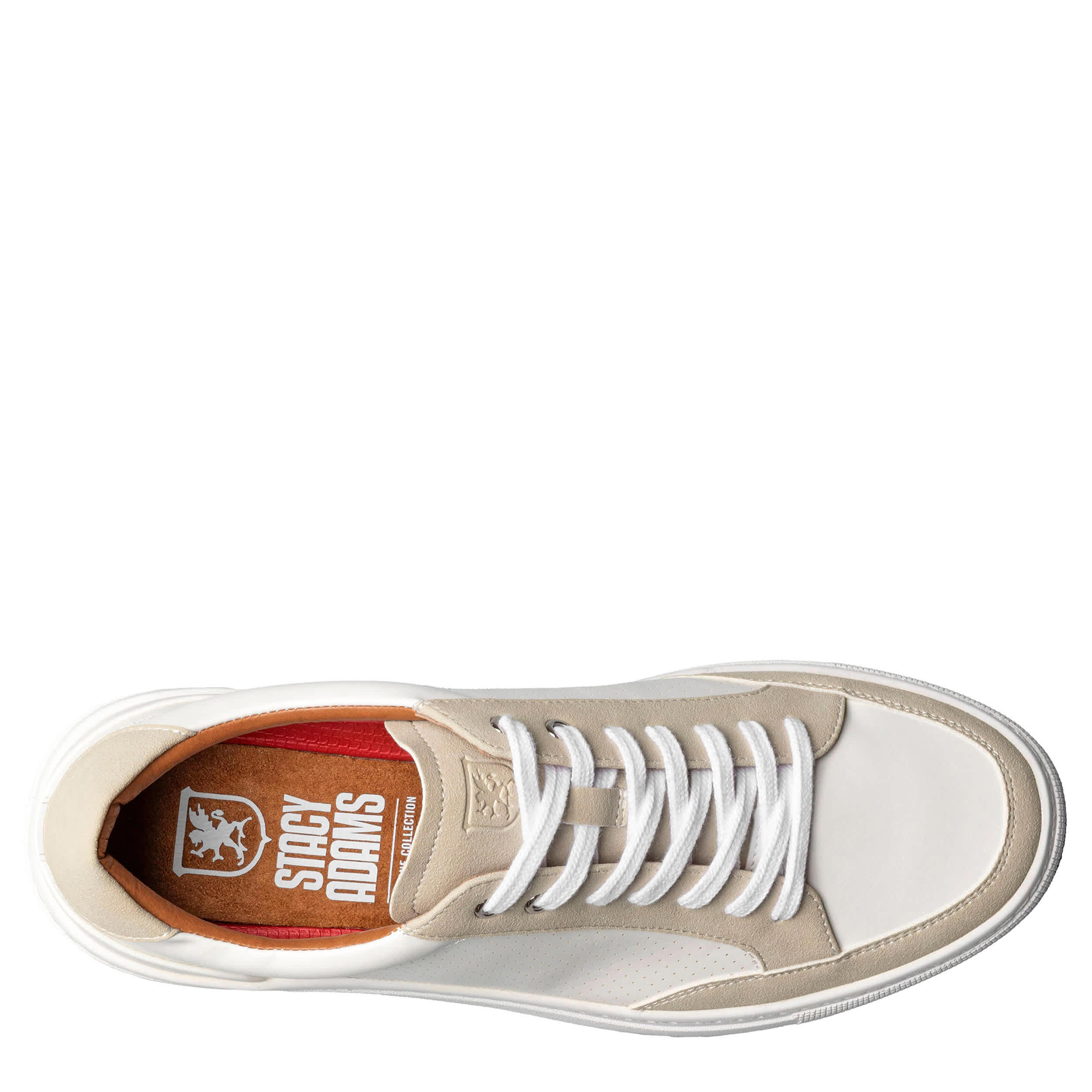 STACY ADAMS-MENS DORIAN FASHION SNEAKERS-WHITE & 