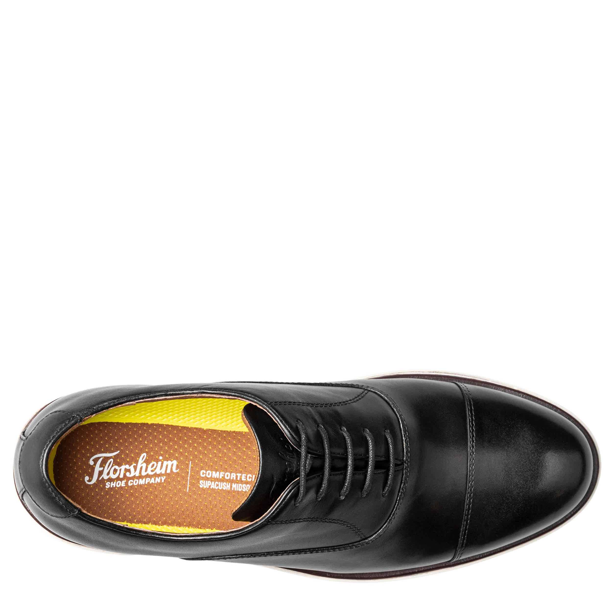 FLORSHEIM-MENS AVENUE CAP TOE OXFORD-BLACK & WHITE