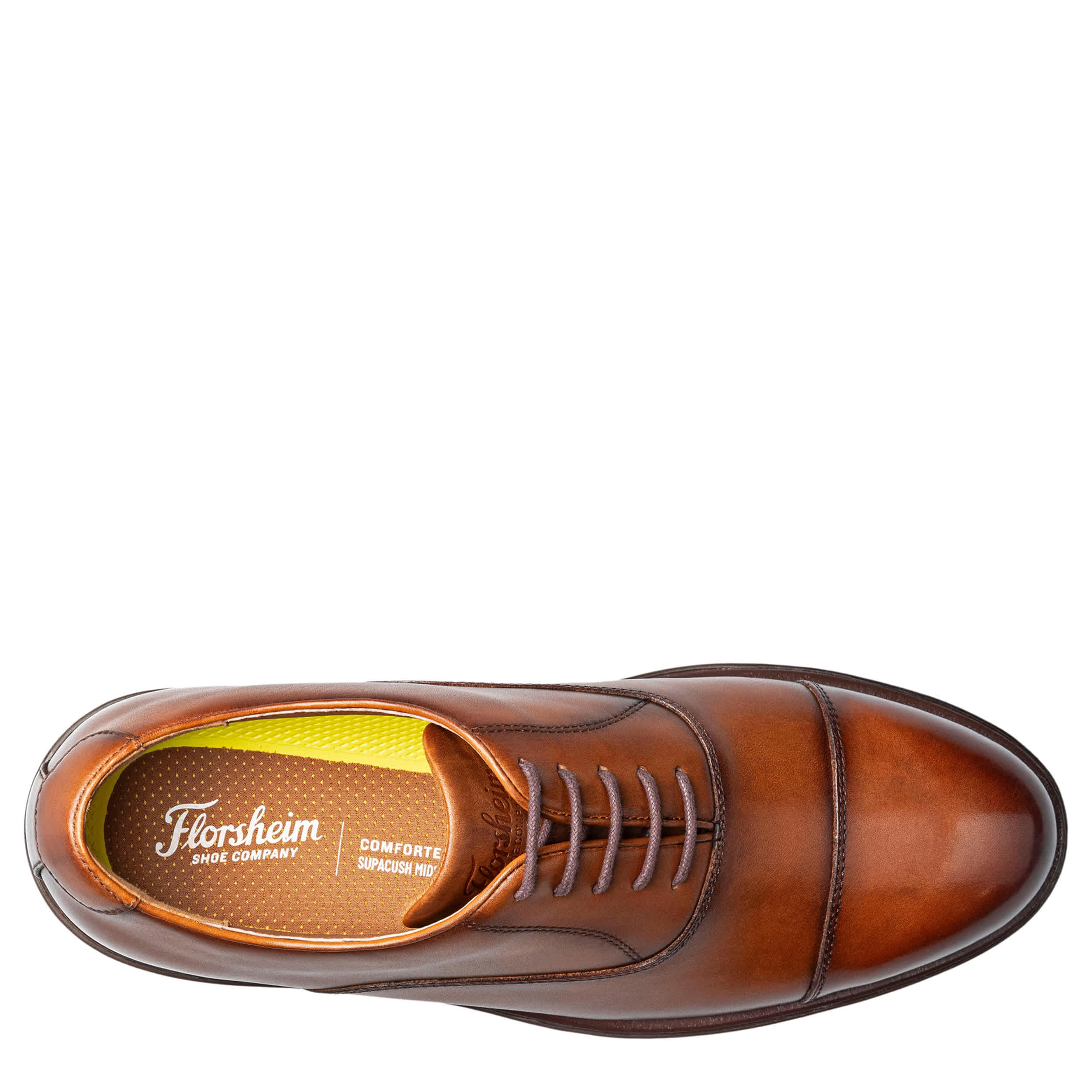 FLORSHEIM-MENS AVENUE CAP TOE OXFORD-COGNAC & 