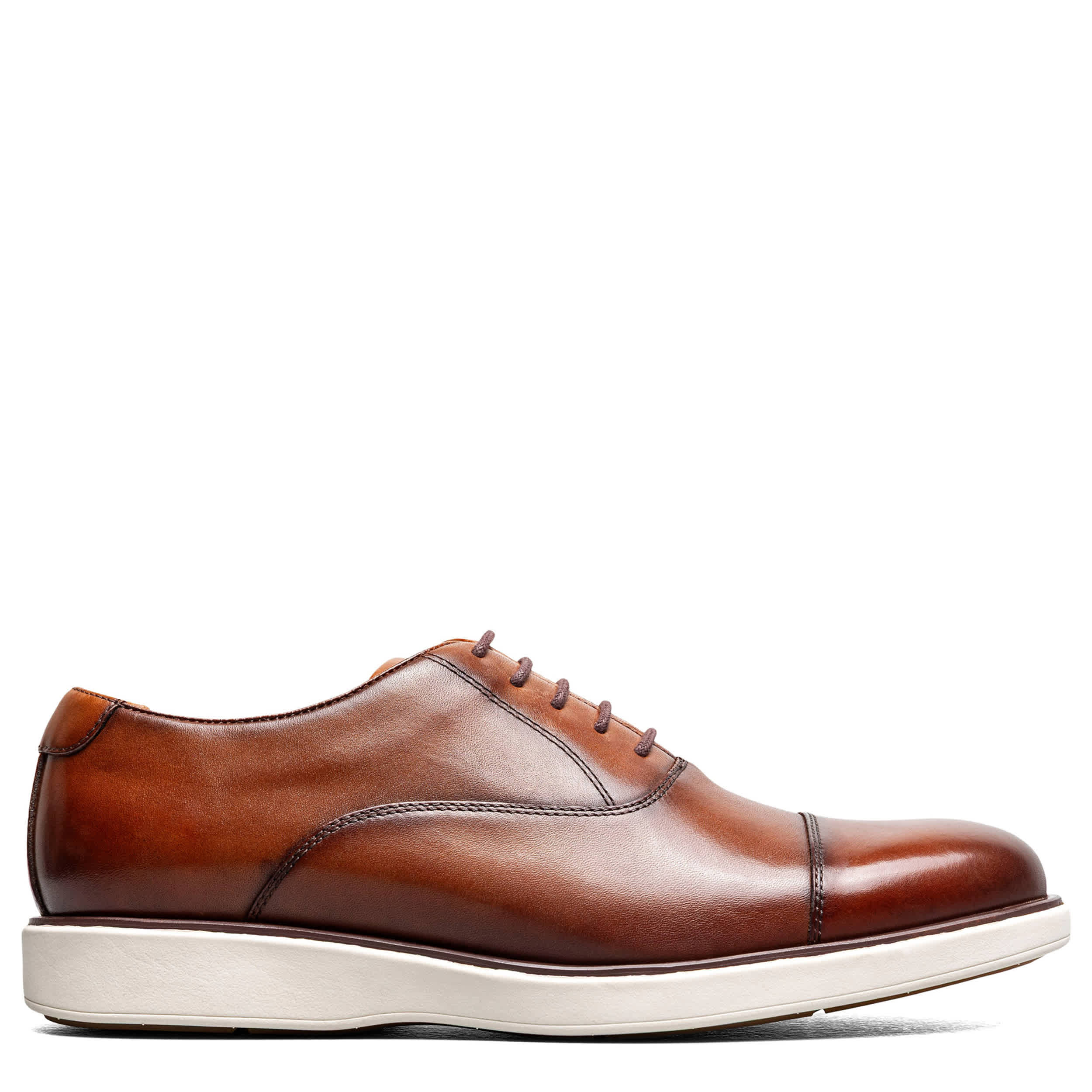 FLORSHEIM-MENS AVENUE CAP TOE OXFORD-COGNAC & WHITE