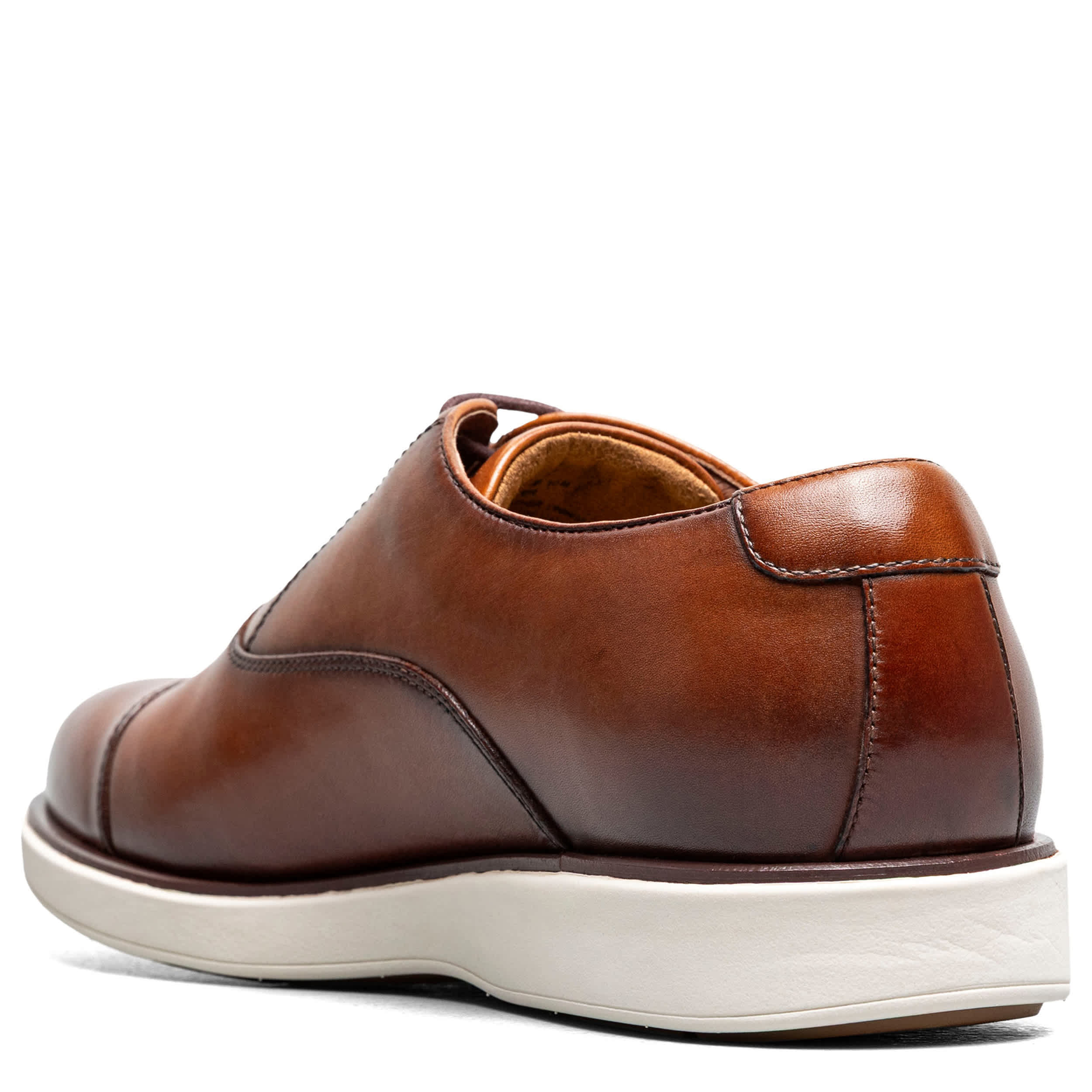 FLORSHEIM-MENS AVENUE CAP TOE OXFORD-COGNAC & WHITE
