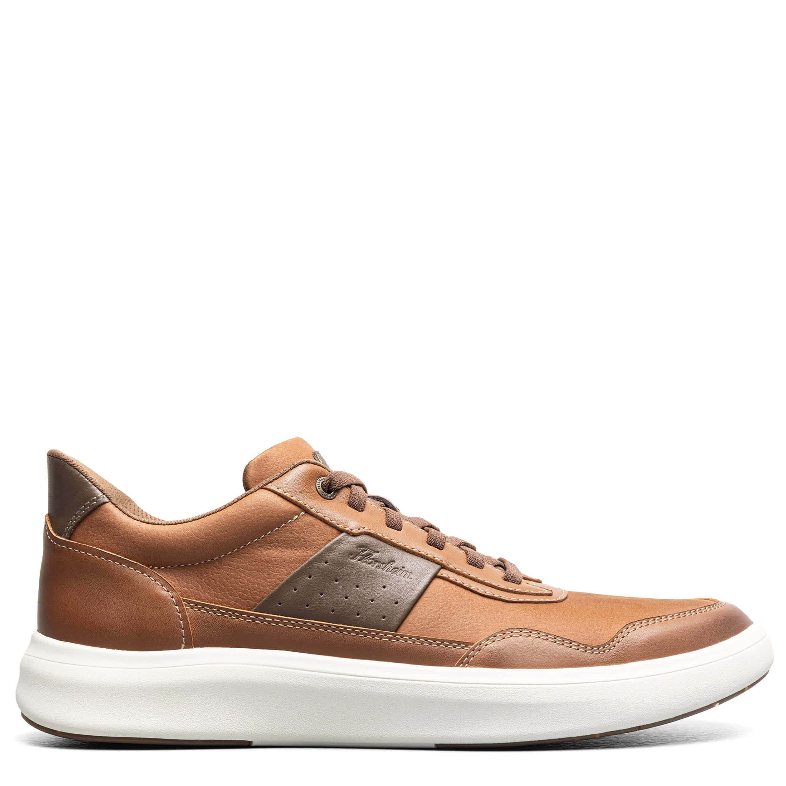 FLORSHEIM-MENS CROSSTOUR HANDS FREE SNEAKER-COGNAC & WHITE