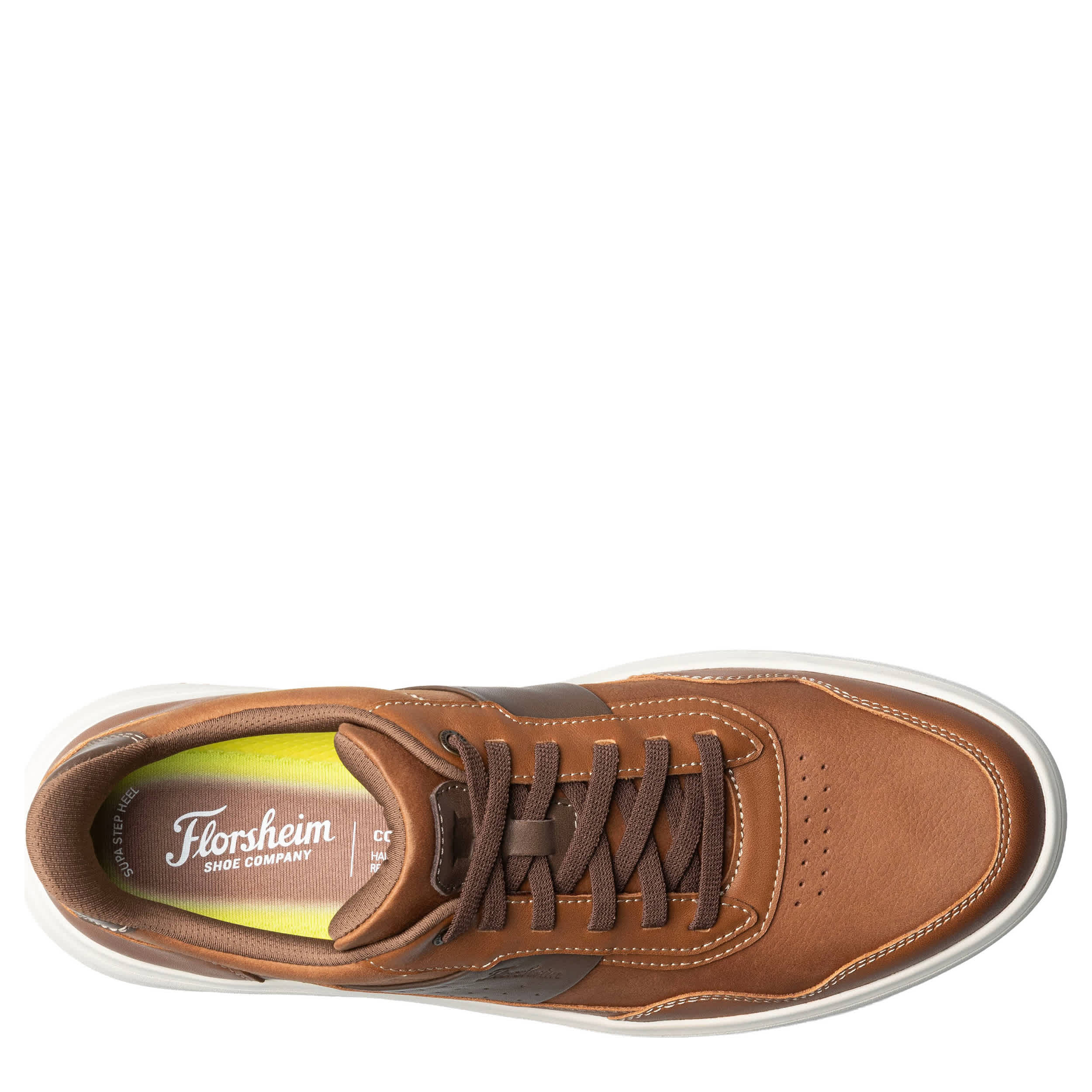 FLORSHEIM-MENS CROSSTOUR HANDS FREE SNEAKER-COGNAC & WHITE