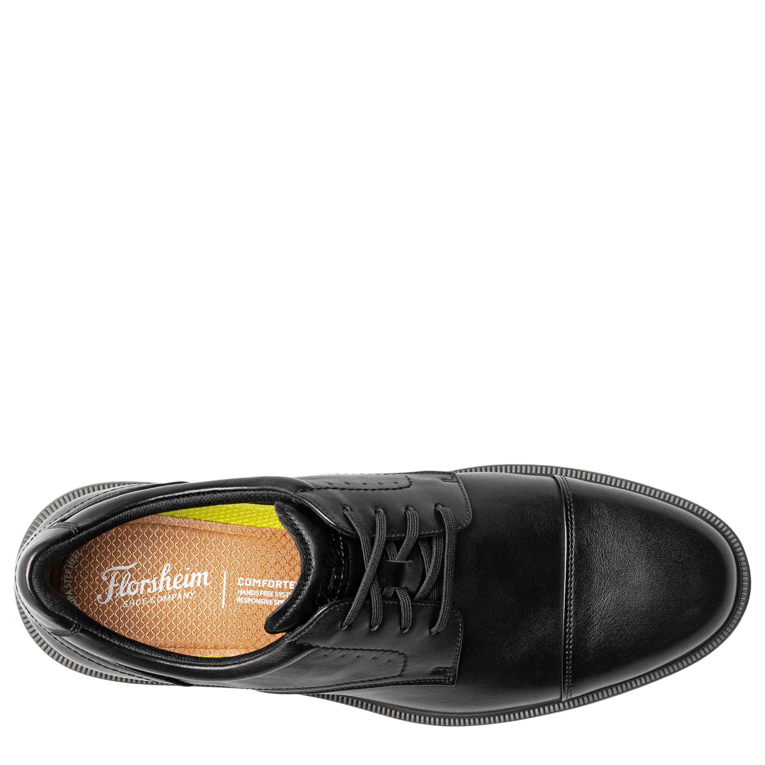 FLORSHEIM-MENS HIGHRISE CAP TOE HANDS FREE OXFORD-BLACK & 