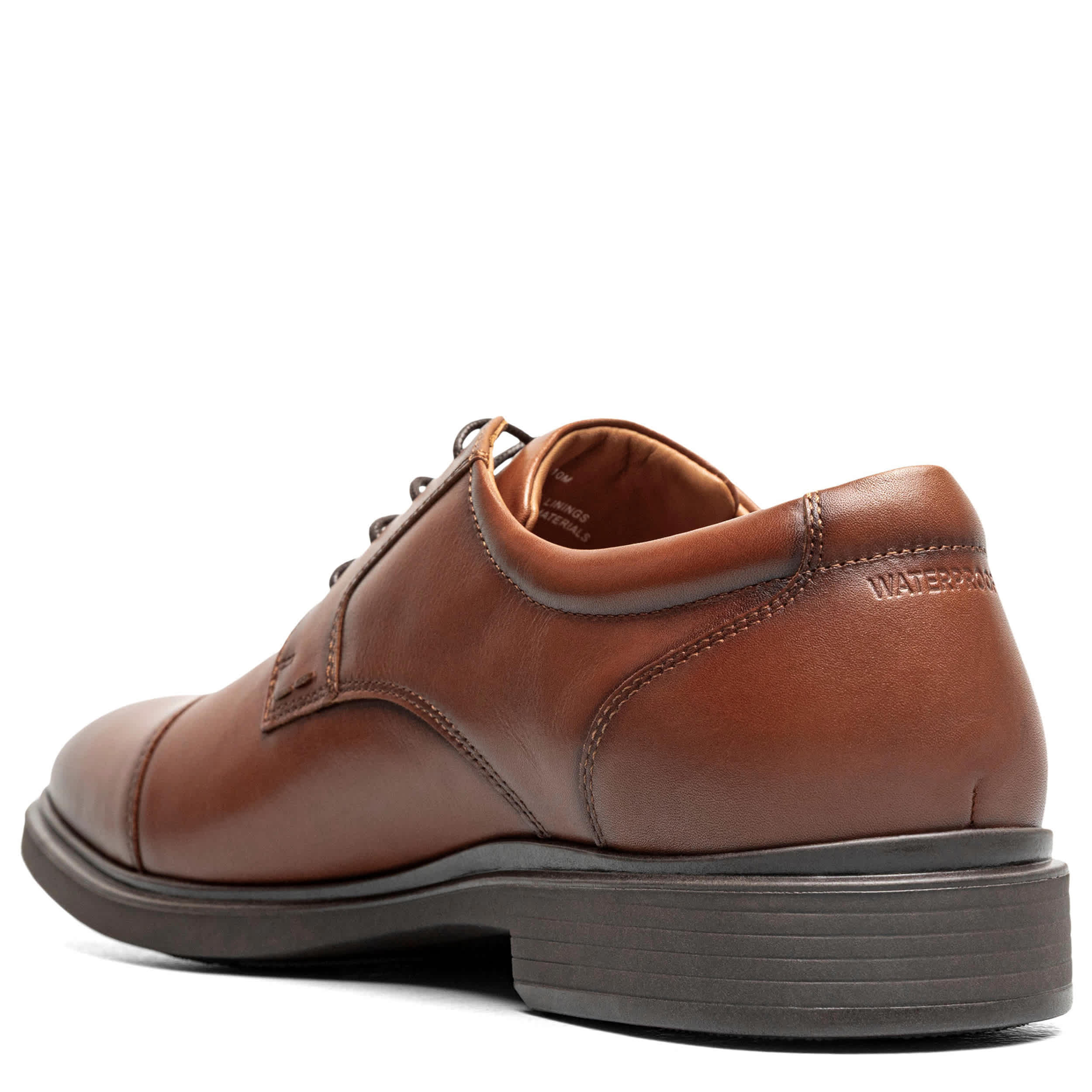 FLORSHEIM-MENS FORECAST II WATERPROOF CAP TOE OXFORD-COGNAC & 