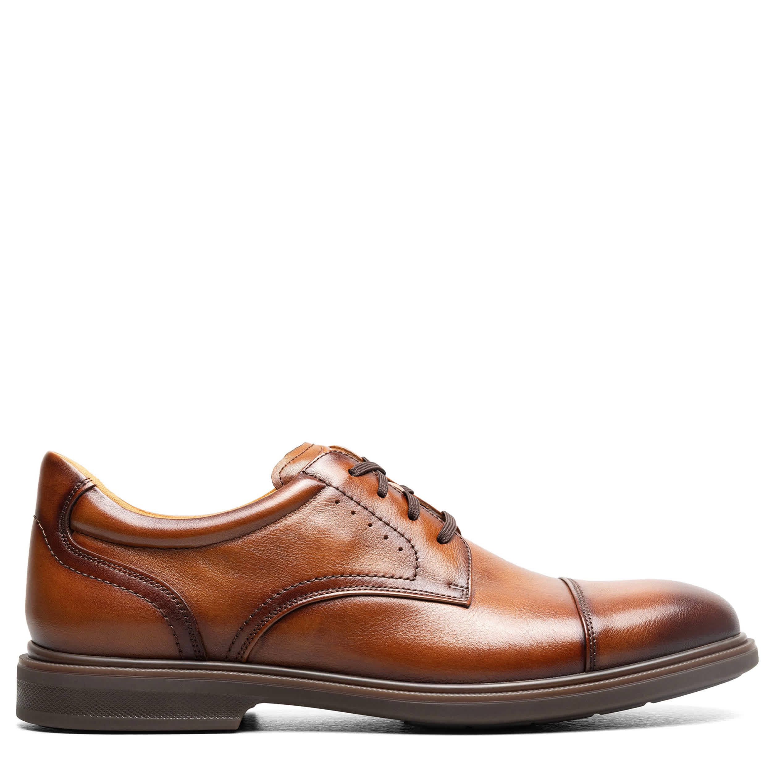 FLORSHEIM-MENS HIGHRISE CAP TOE HANDS FREE OXFORD-COGNAC & 