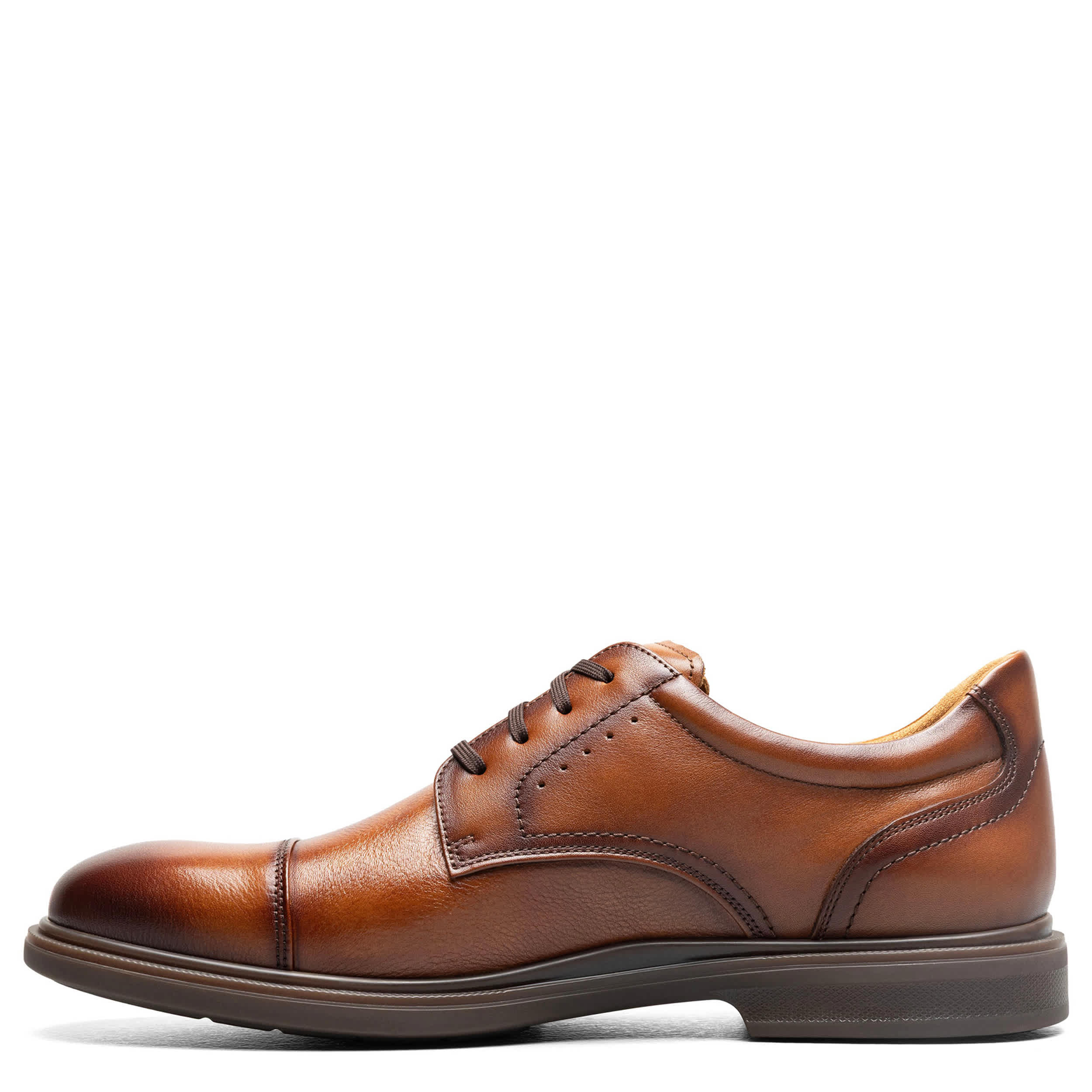 FLORSHEIM-MENS HIGHRISE CAP TOE HANDS FREE OXFORD-COGNAC & 