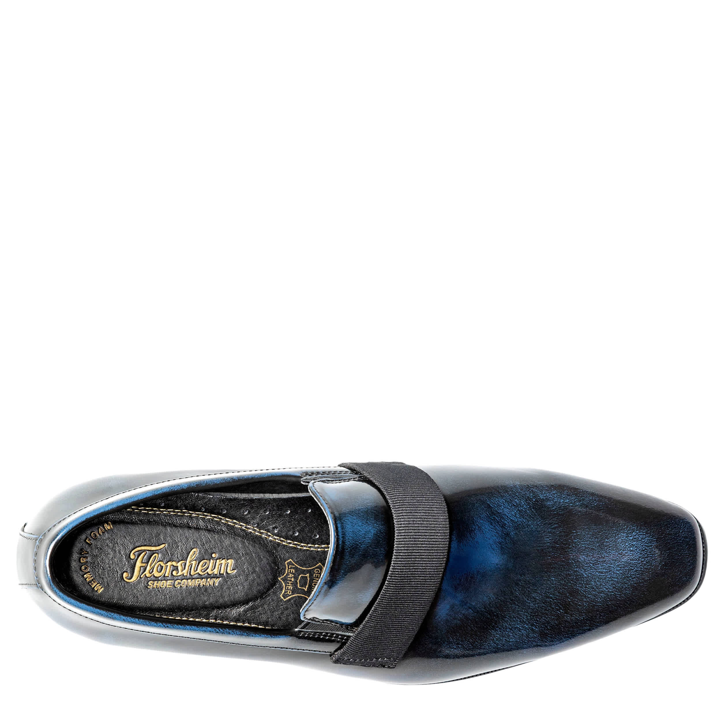 FLORSHEIM-MENS TUX STRAP SLIP ON-NAVY & 