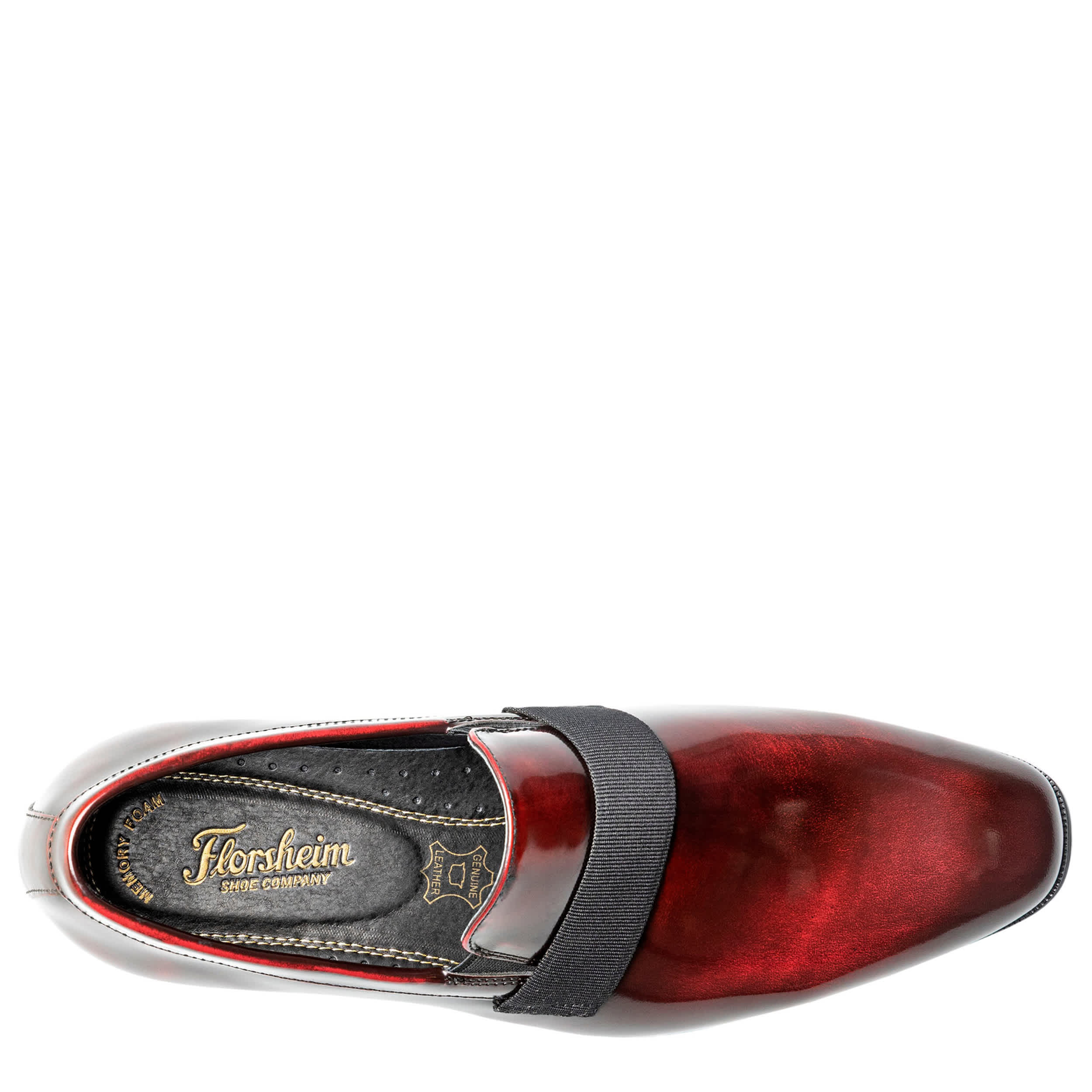 FLORSHEIM-MENS TUX STRAP SLIP ON-BURGUNDY & 