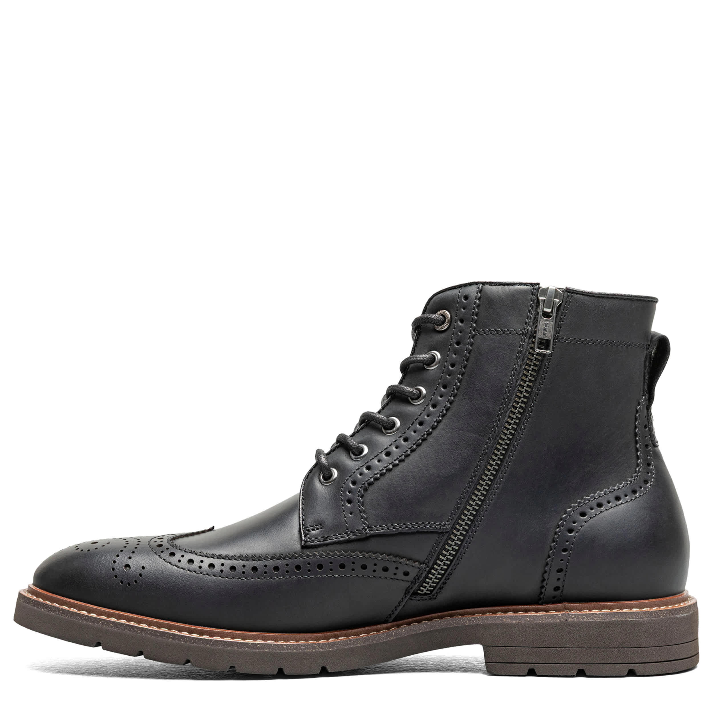 FLORSHEIM-MENS REDFORD WINGTIP LACE-UP BOOT-BLACK & 
