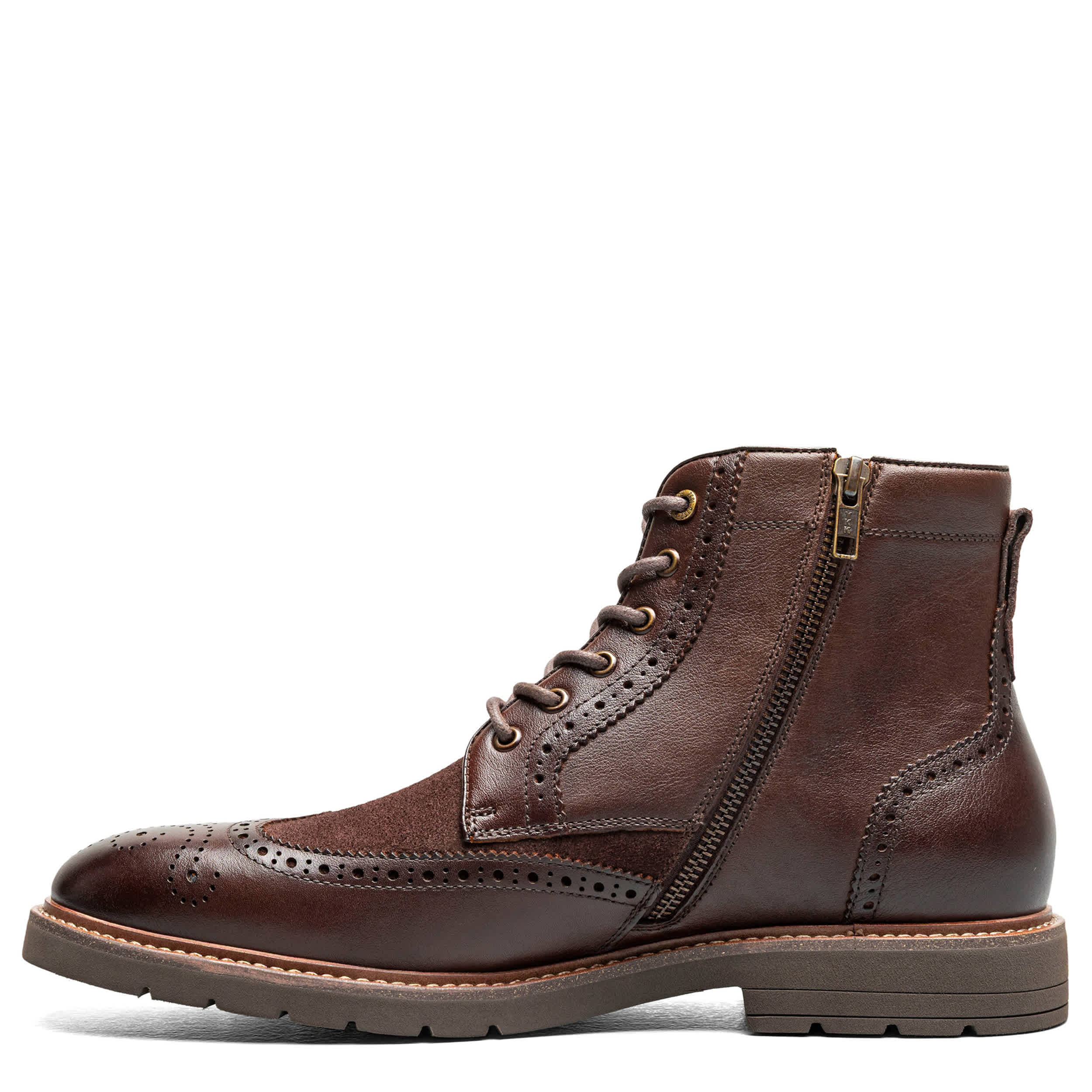 FLORSHEIM-MENS REDFORD WINGTIP LACE-UP BOOT-DARK BROWN & 