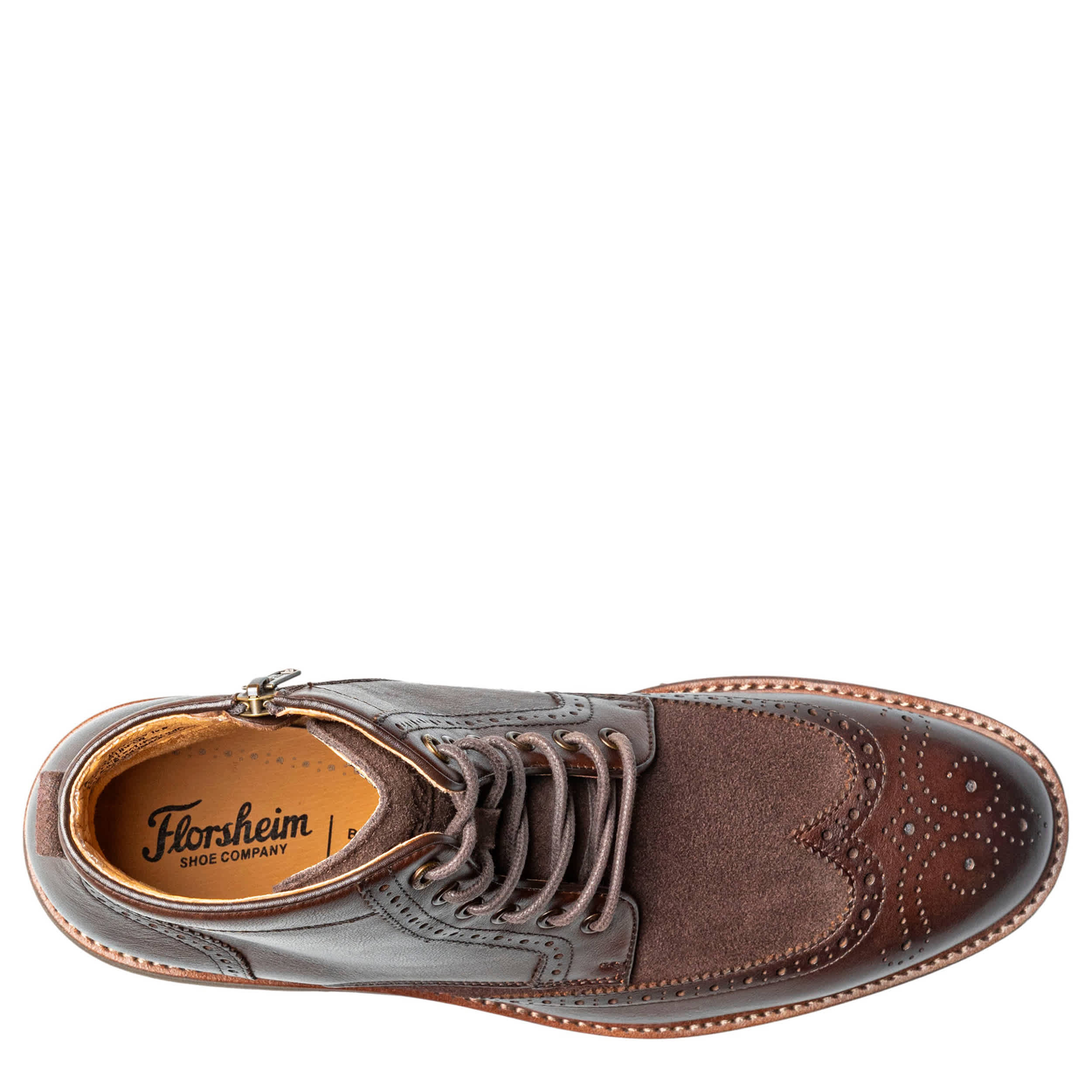 FLORSHEIM-MENS REDFORD WINGTIP LACE-UP BOOT-DARK BROWN & 
