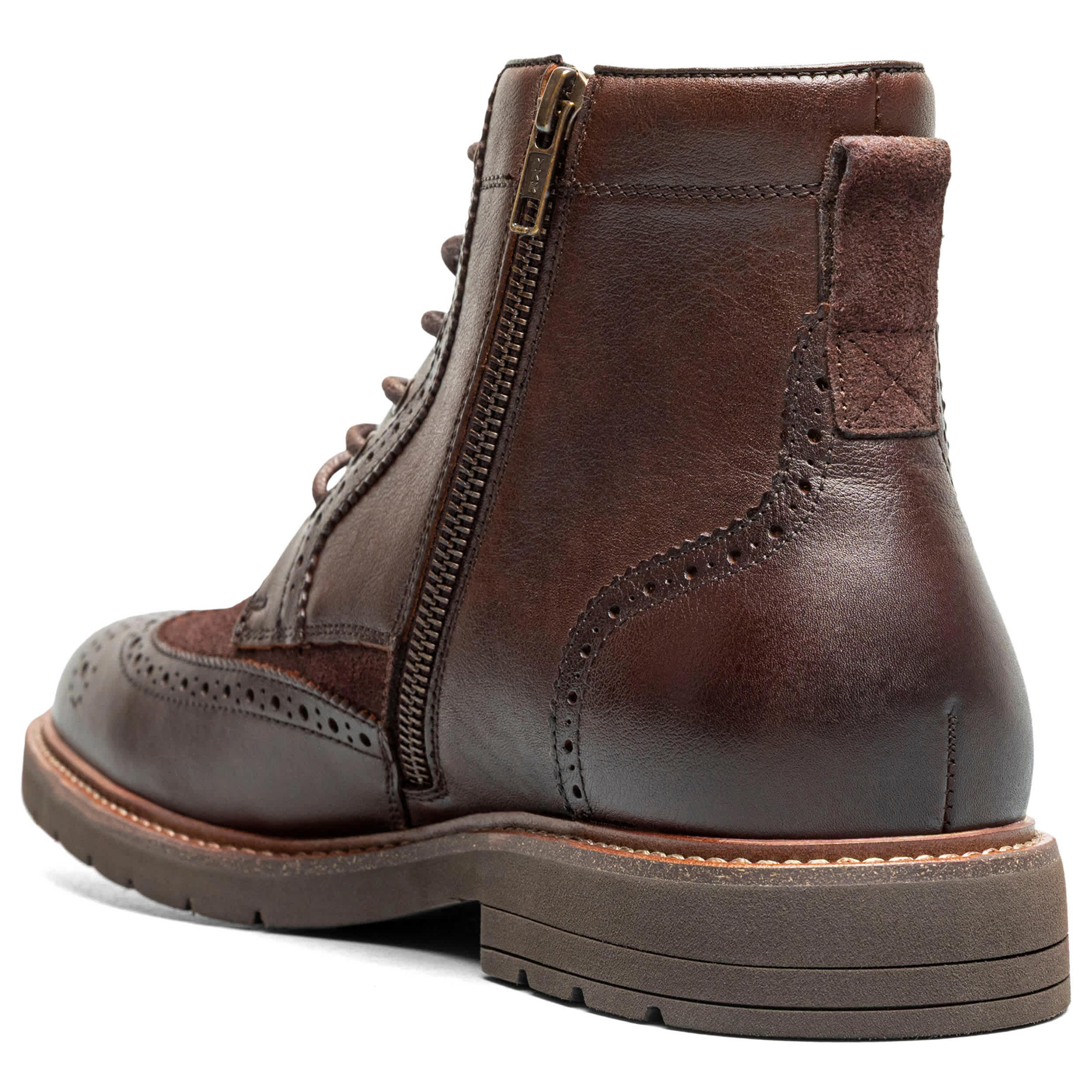 FLORSHEIM-MENS REDFORD WINGTIP LACE-UP BOOT-DARK BROWN & 